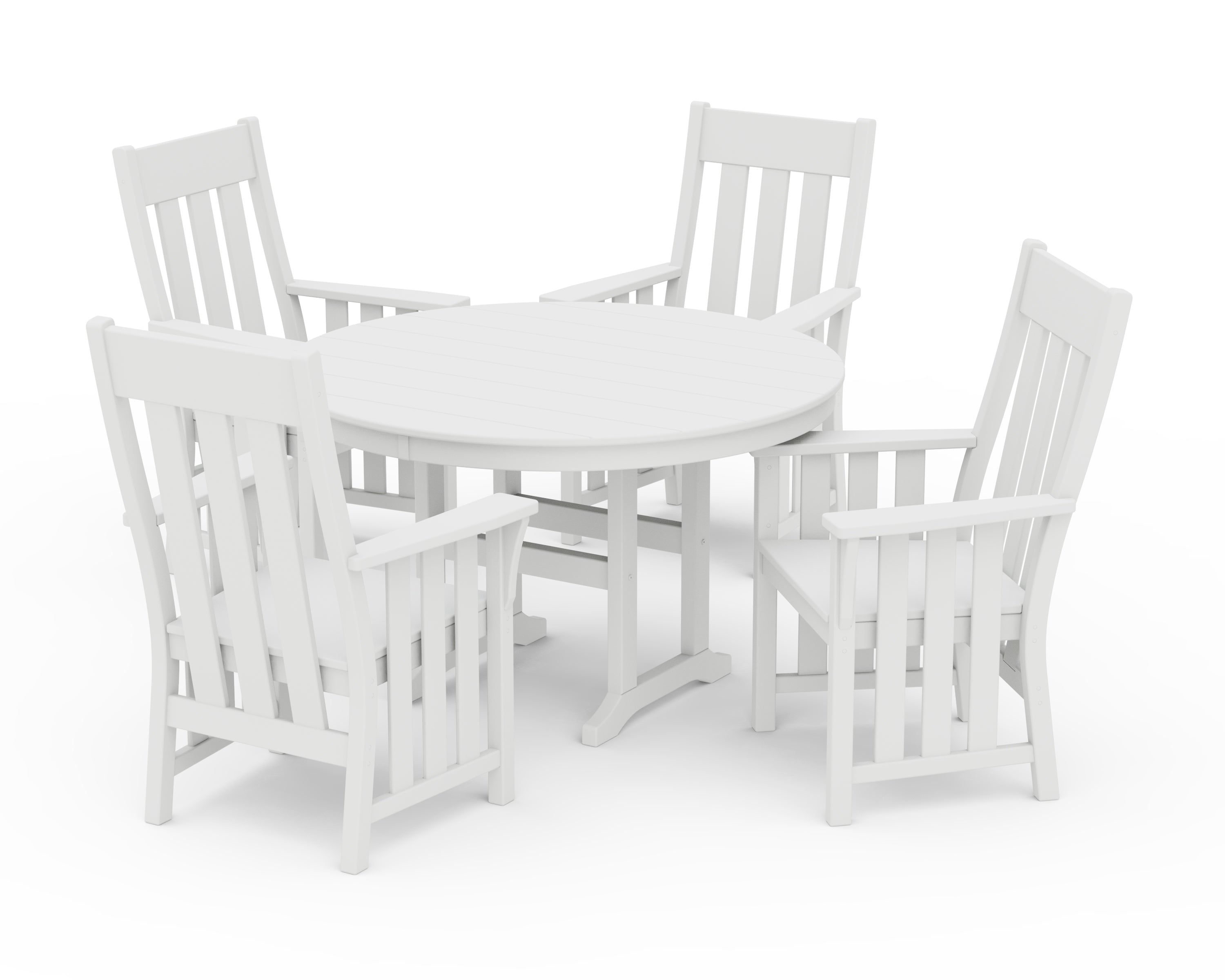 Martha Stewart by POLYWOOD Acadia 5-Piece Round Farmhouse Dining Set in White