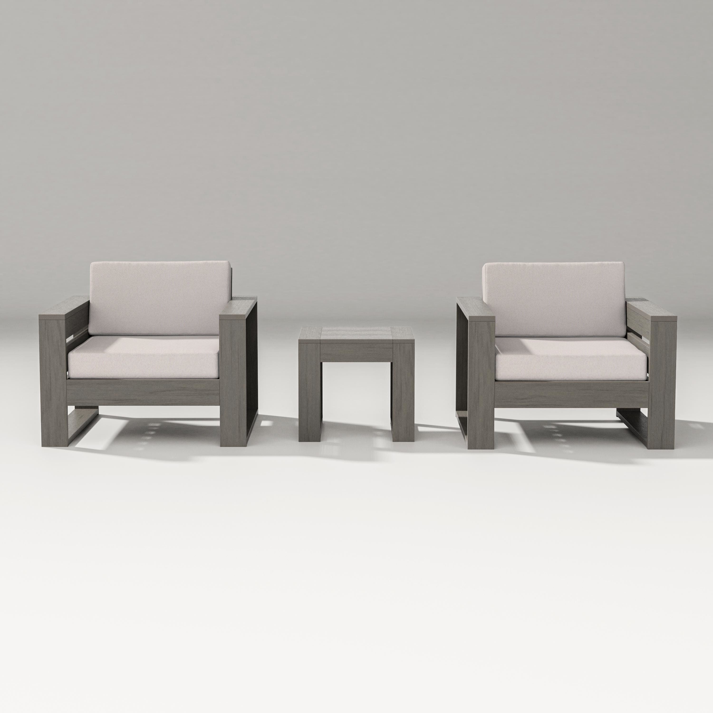 PW Designer Series Latitude 3-Piece Lounge Chair Set in Driftwood / Dune Burlap