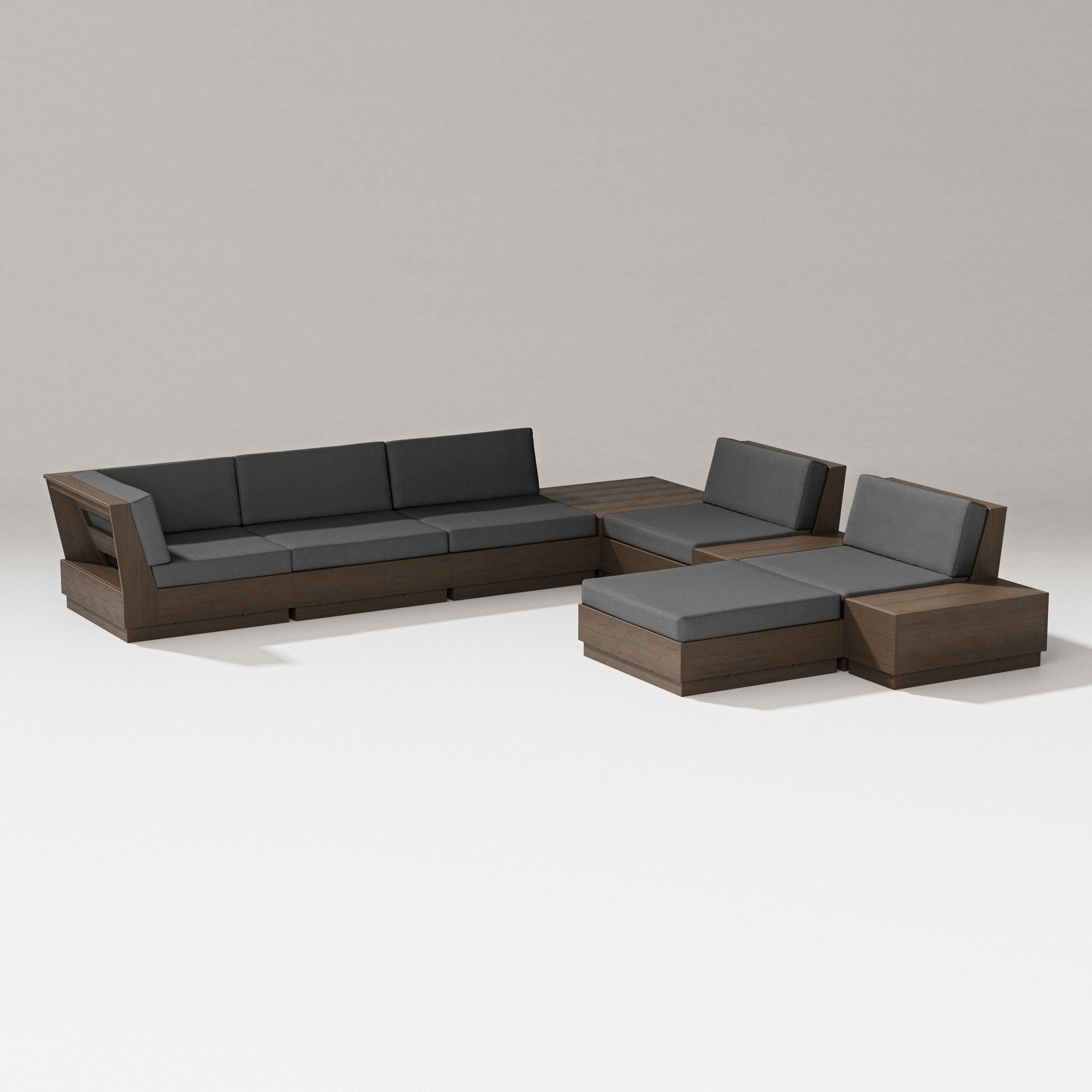 PW Designer Series Elevate 9-Piece Conversation Sectional in Kona / Spectrum Carbon