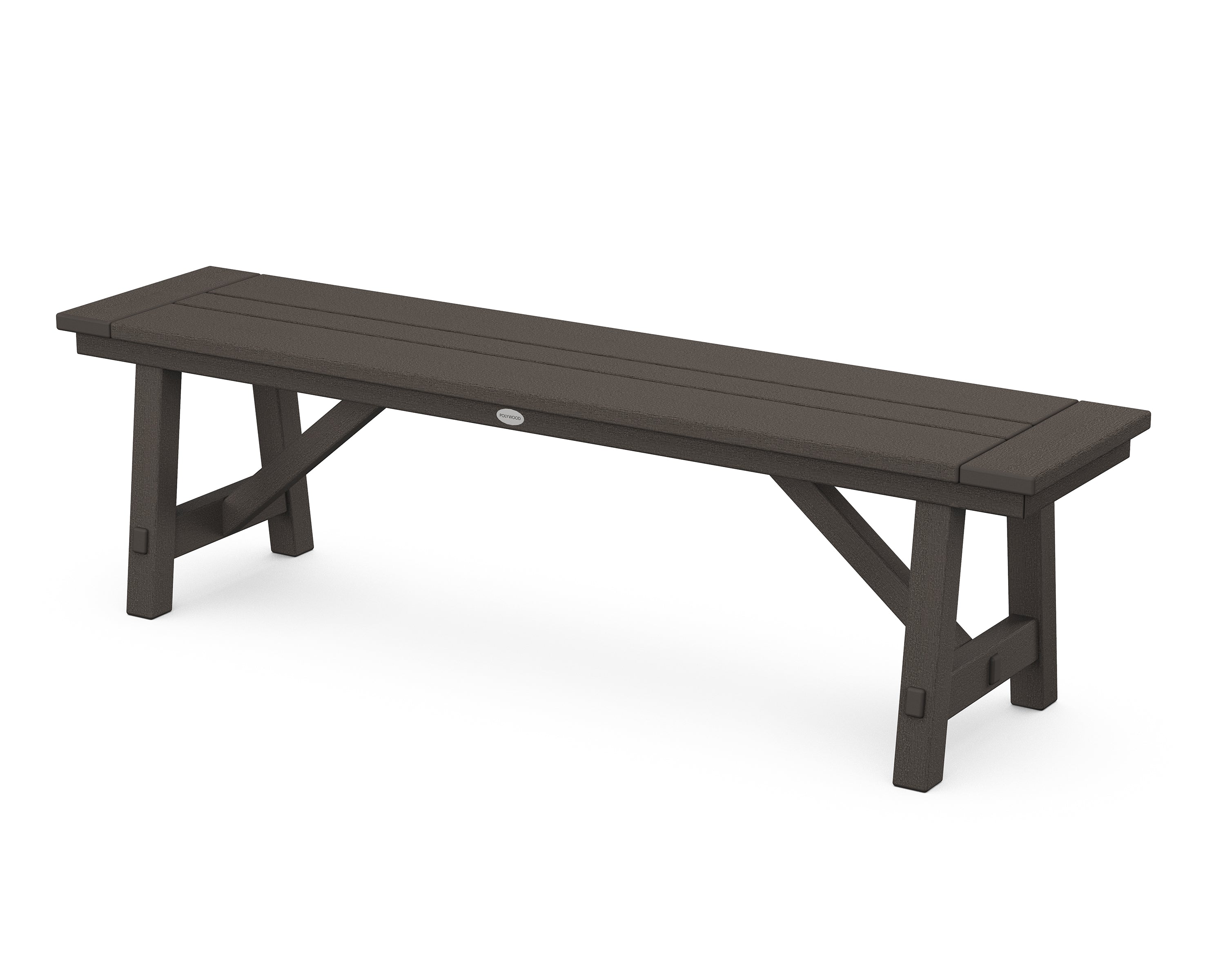 POLYWOOD Rustic Farmhouse 60" Backless Bench in Vintage Coffee