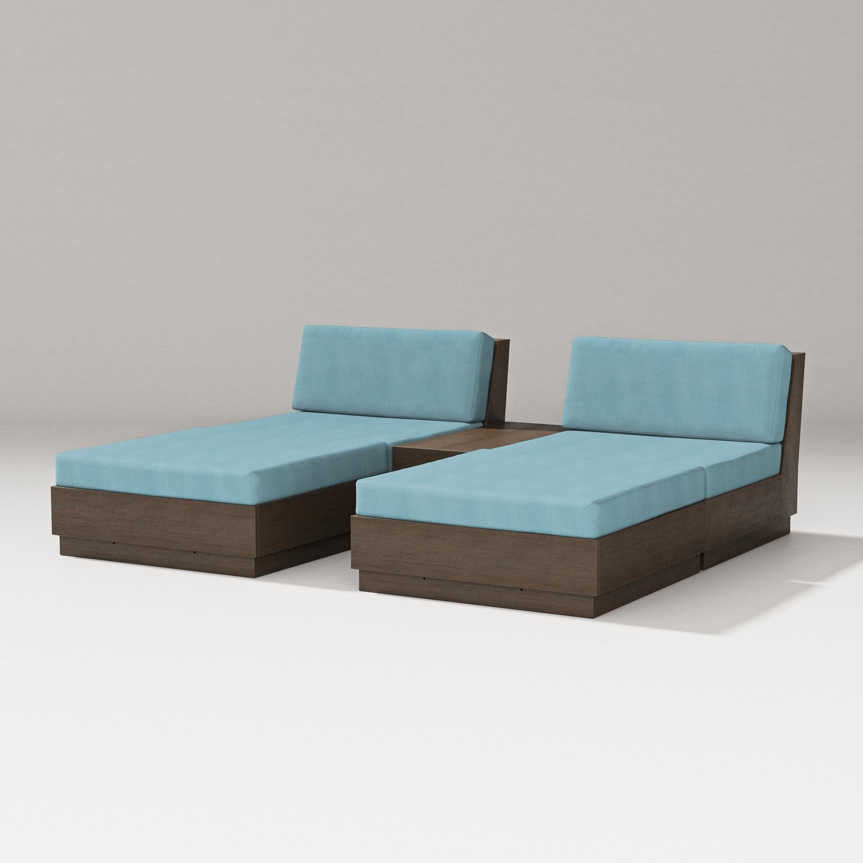 PW Designer Series Elevate Double Chaise Set in Kona / Lattice Sky Blue