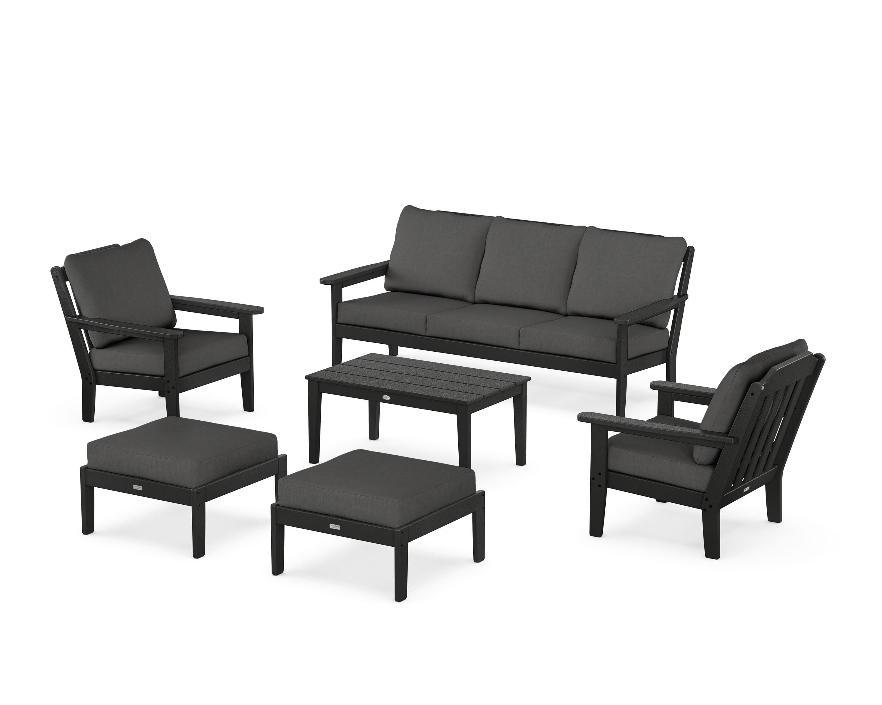 Country Living Cottage 6-Piece Lounge Sofa Set in Black / Spectrum Carbon