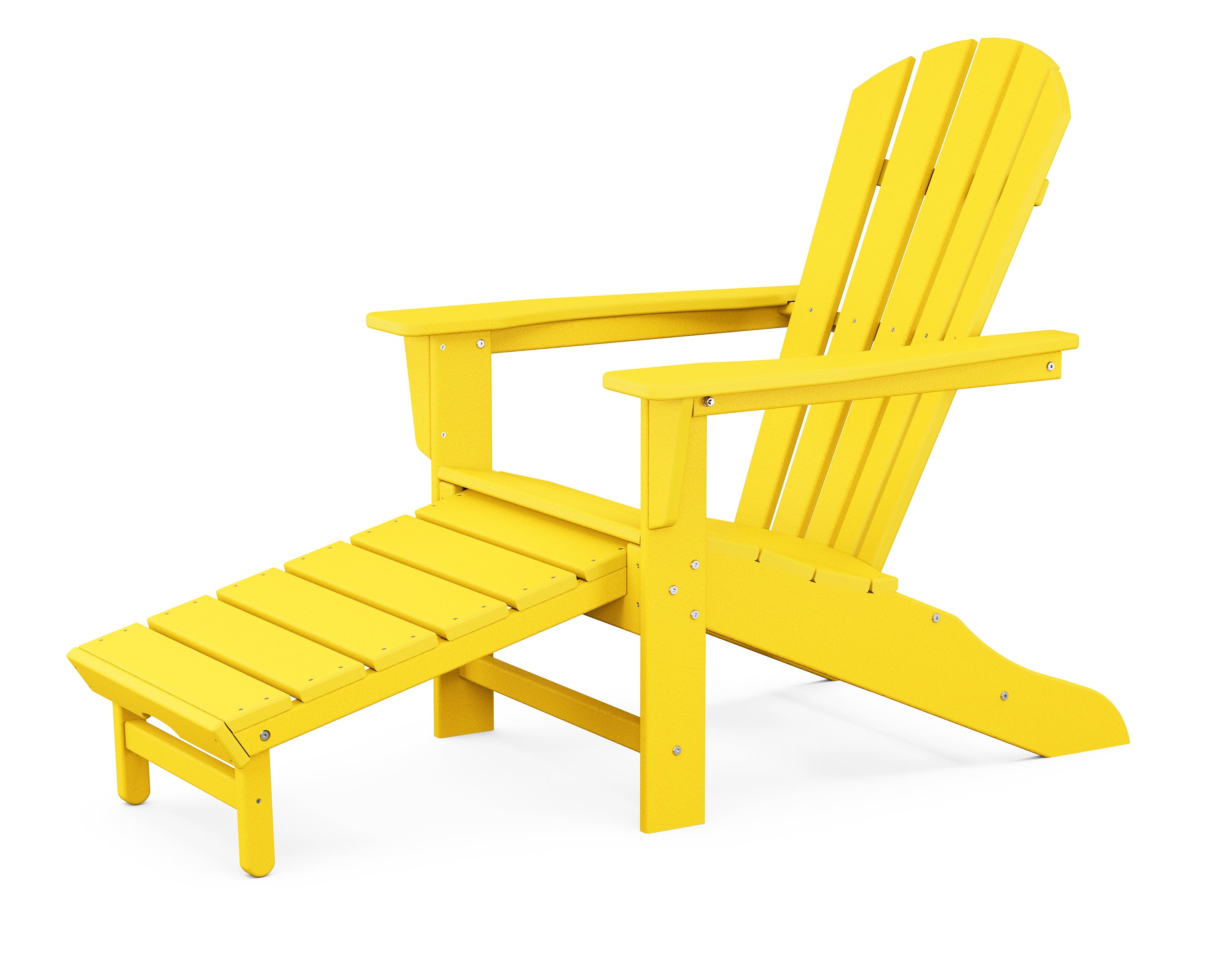 POLYWOOD Palm Coast Ultimate Adirondack with Hideaway Ottoman in Lemon