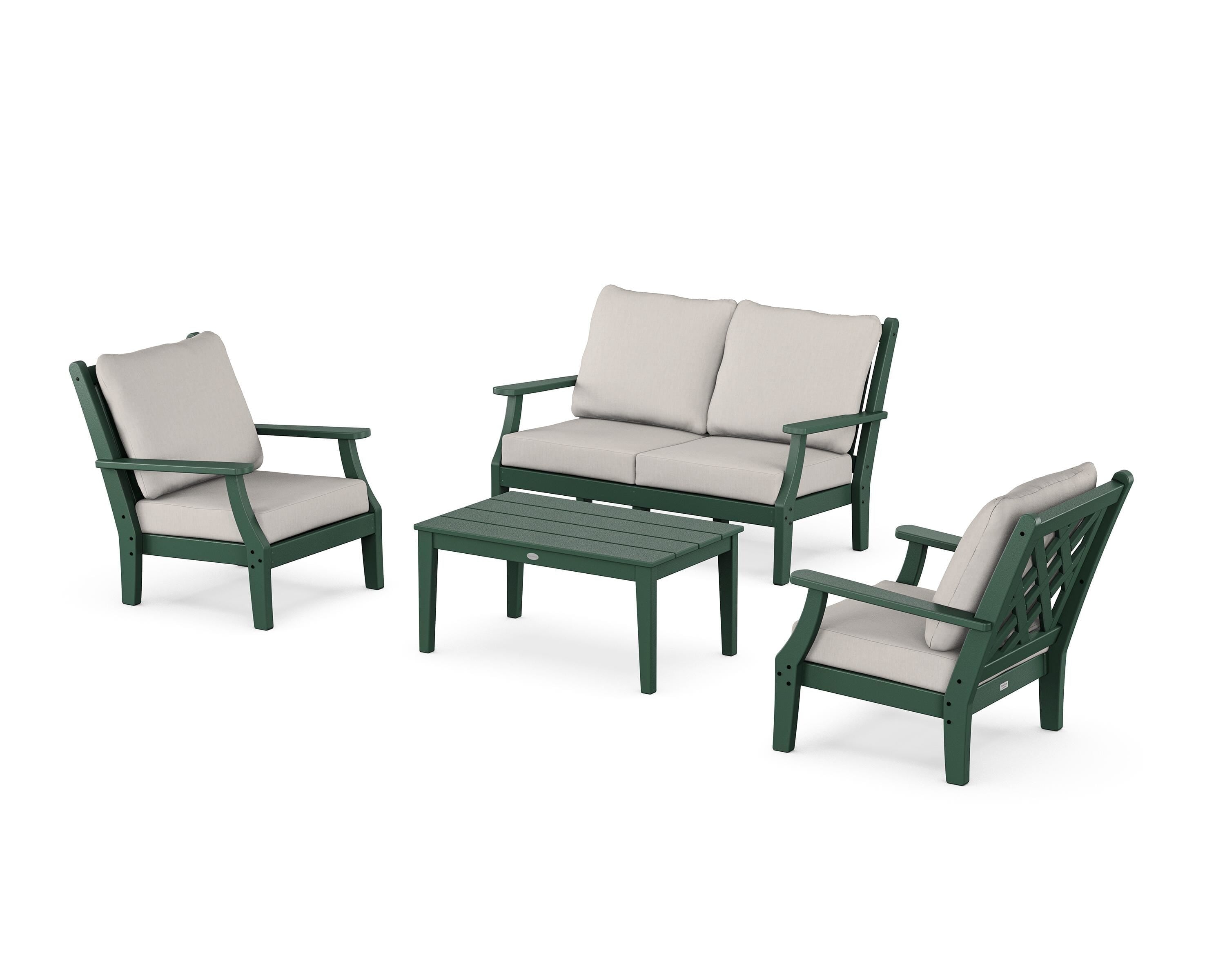 Country Living Wovendale 4-Piece Deep Seating Set with Loveseat in Green / Cast Ash