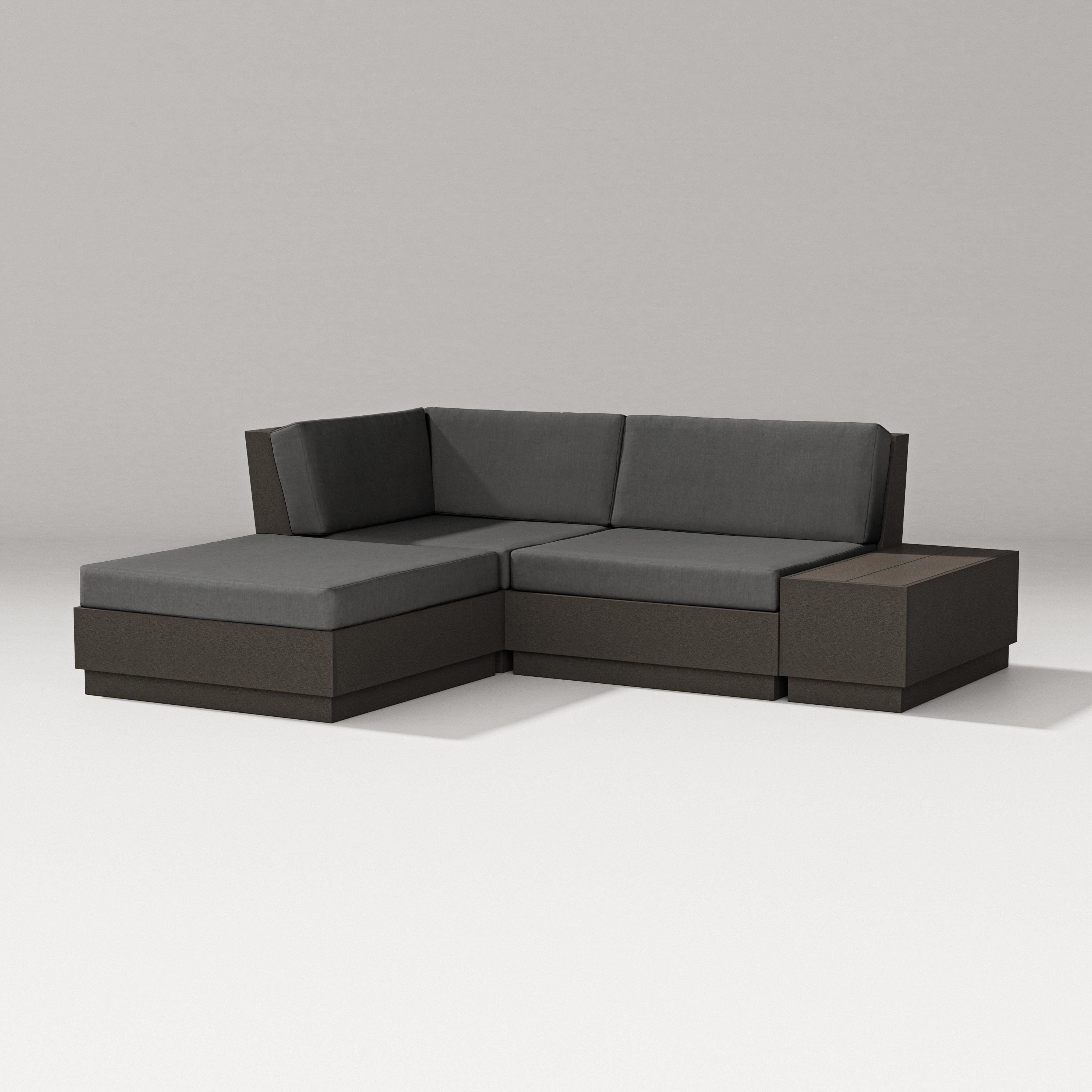 PW Designer Series Elevate Loveseat Sectional with Chaise in Vintage Coffee / Spectrum Carbon