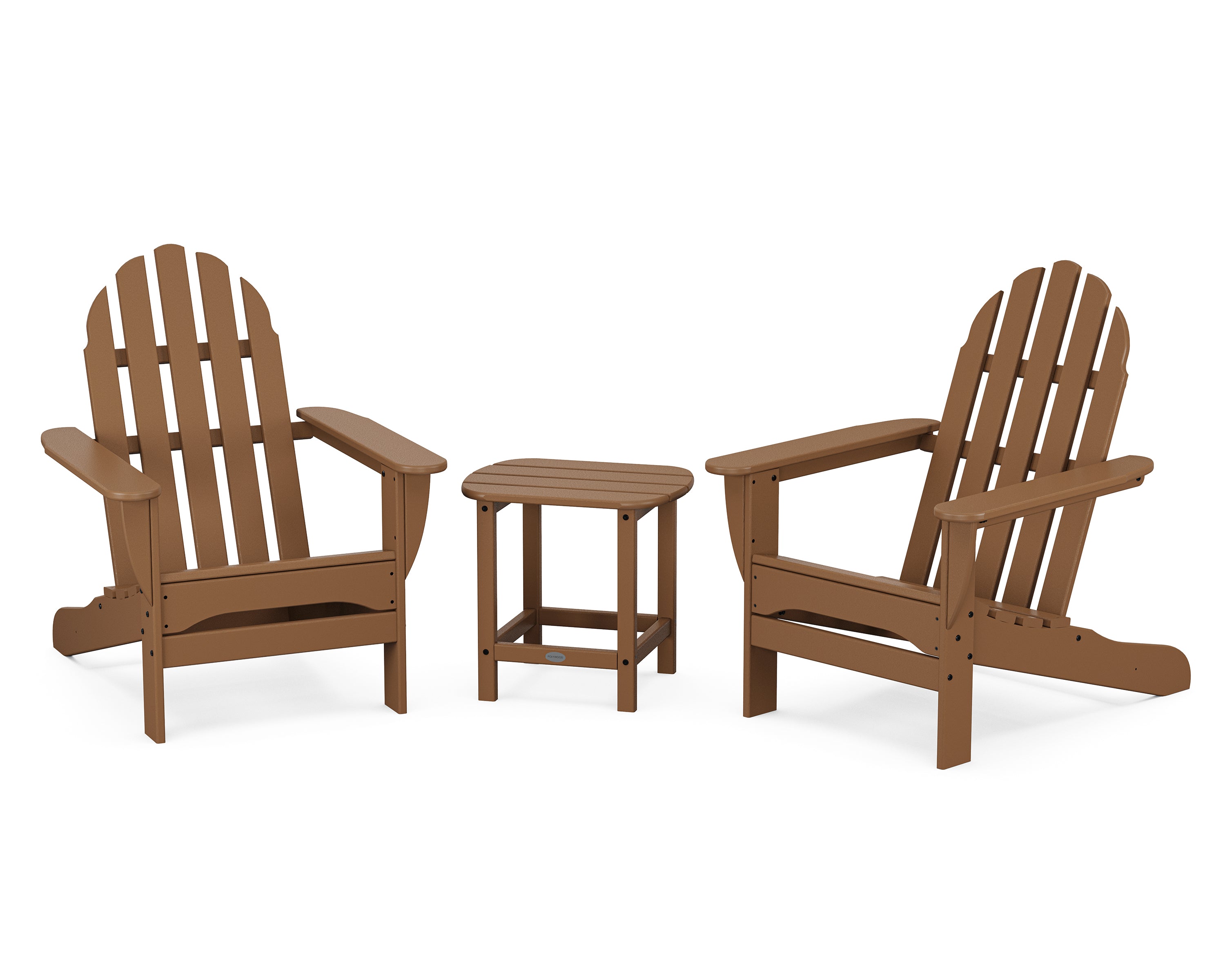 POLYWOOD® Classic Adirondack 3-Piece Set with South Beach 18" Side Table in Teak
