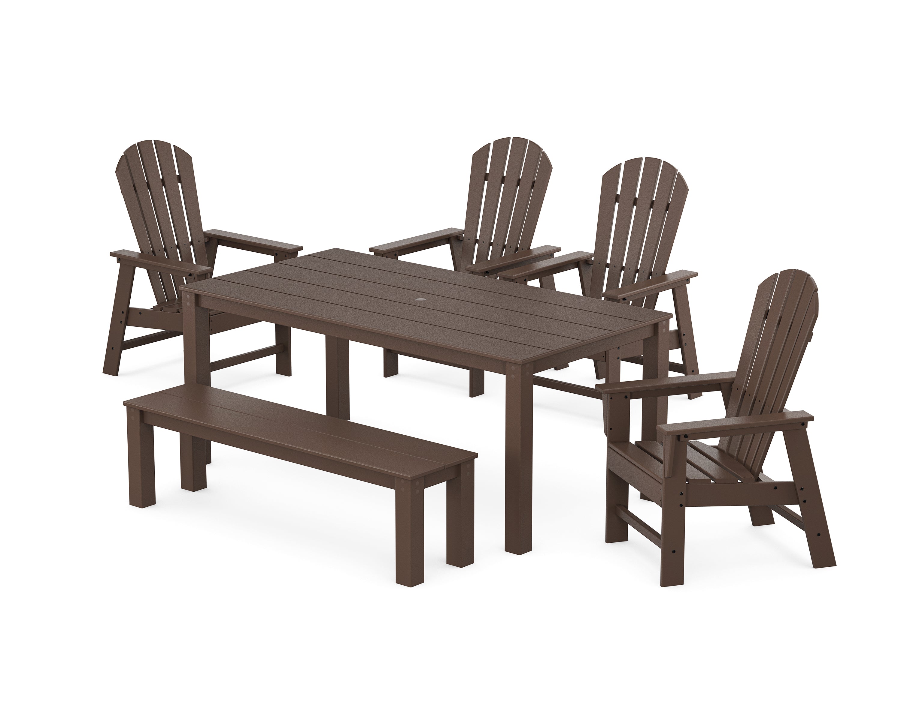 POLYWOOD South Beach 6-Piece Parsons Dining Set with Bench in Mahogany