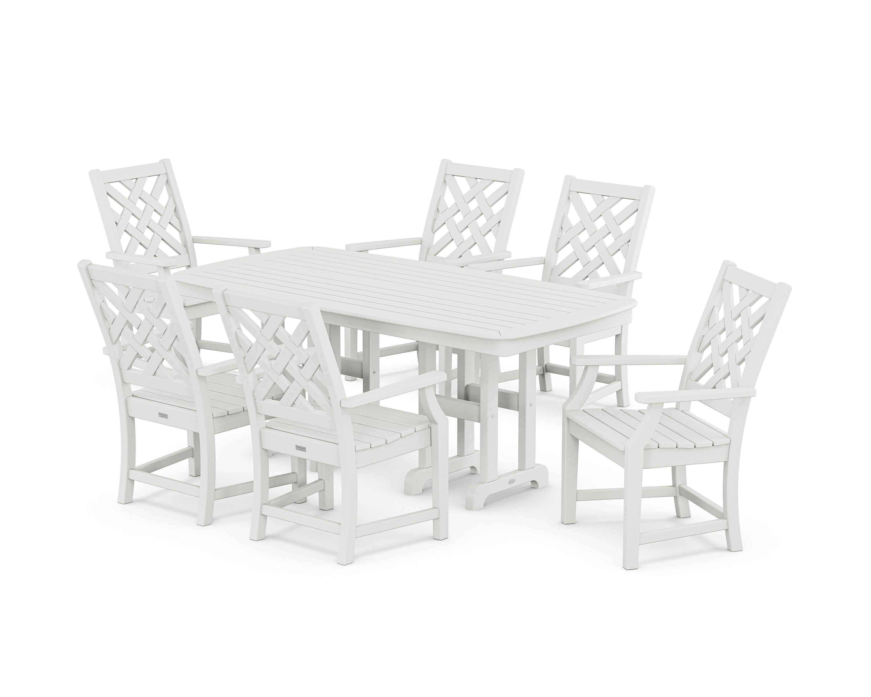 Country Living Wovendale Arm Chair 7-Piece Dining Set in White
