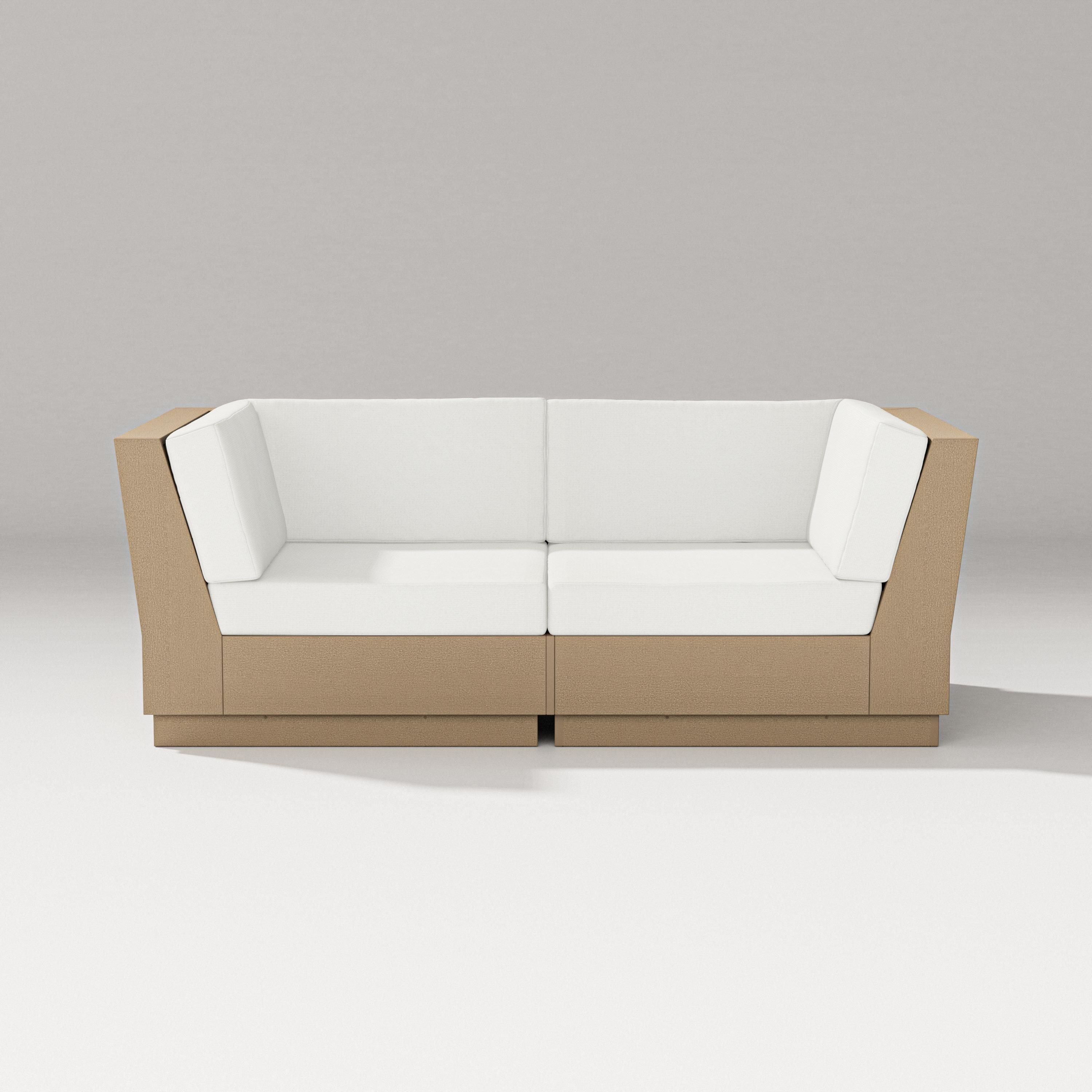 PW Designer Series Elevate Loveseat Sectional in Vintage Sahara / Natural Linen
