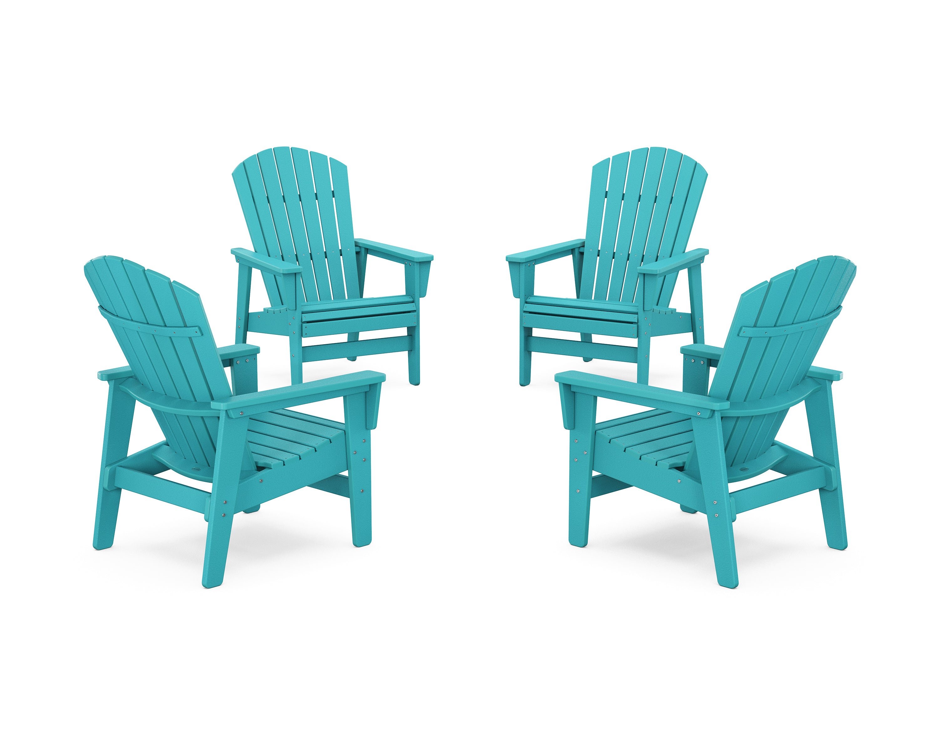 POLYWOOD 4-Piece Nautical Grand Upright Adirondack Chair Conversation Set in Aruba