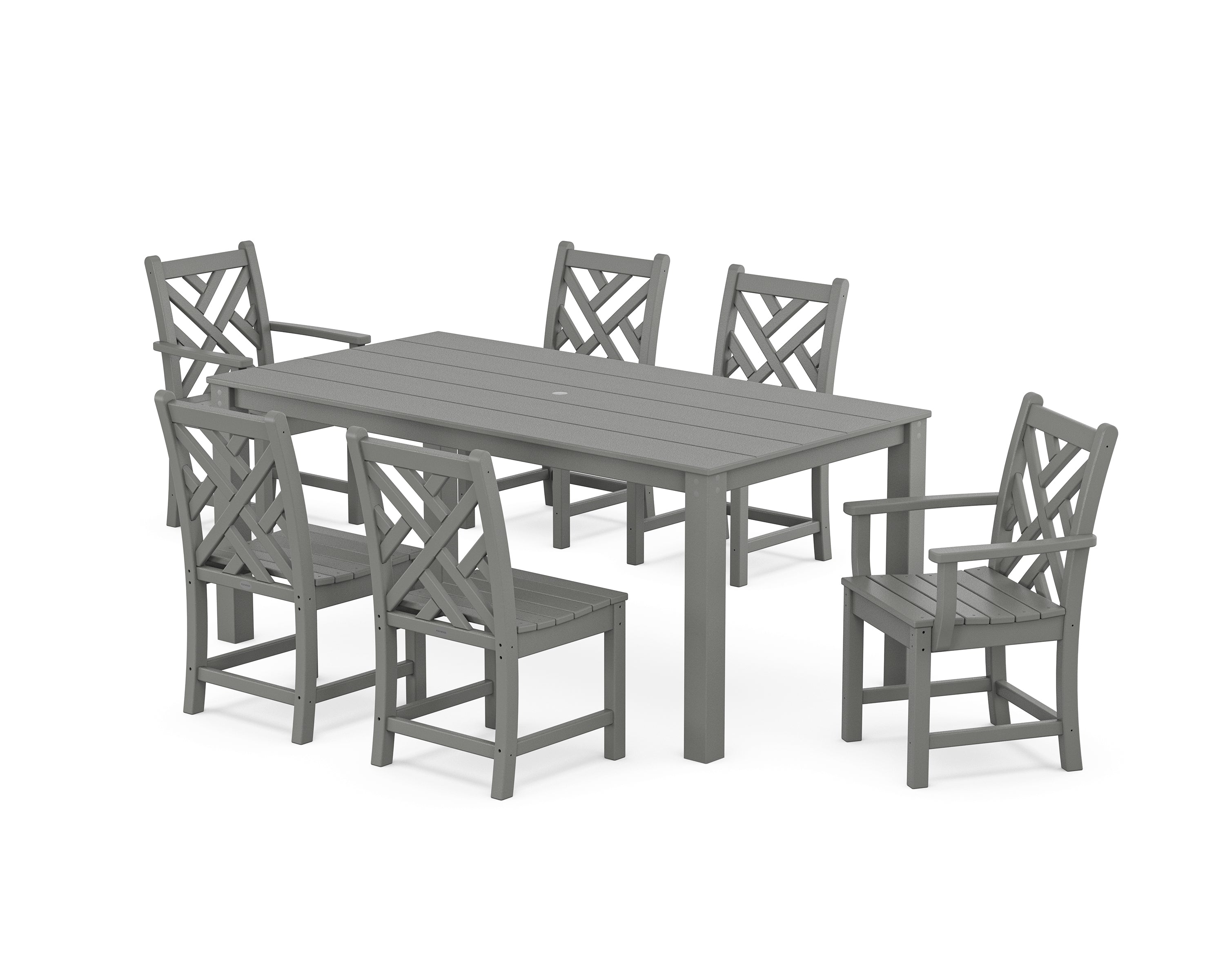 POLYWOOD Chippendale 7-Piece Parsons Dining Set in Slate Grey