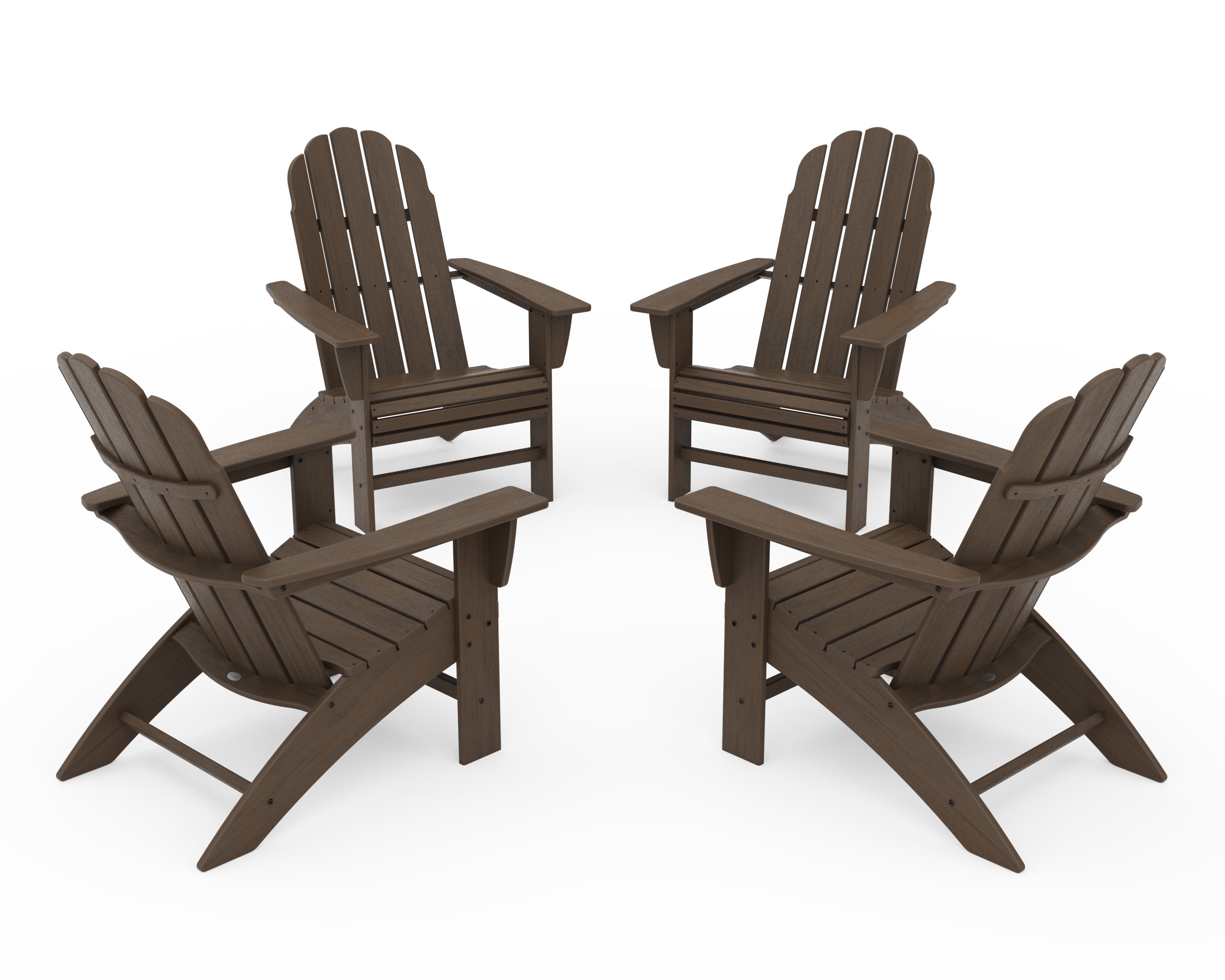 POLYWOOD 4-Piece Vineyard Curveback Adirondack Chair Conversation Set in Kona