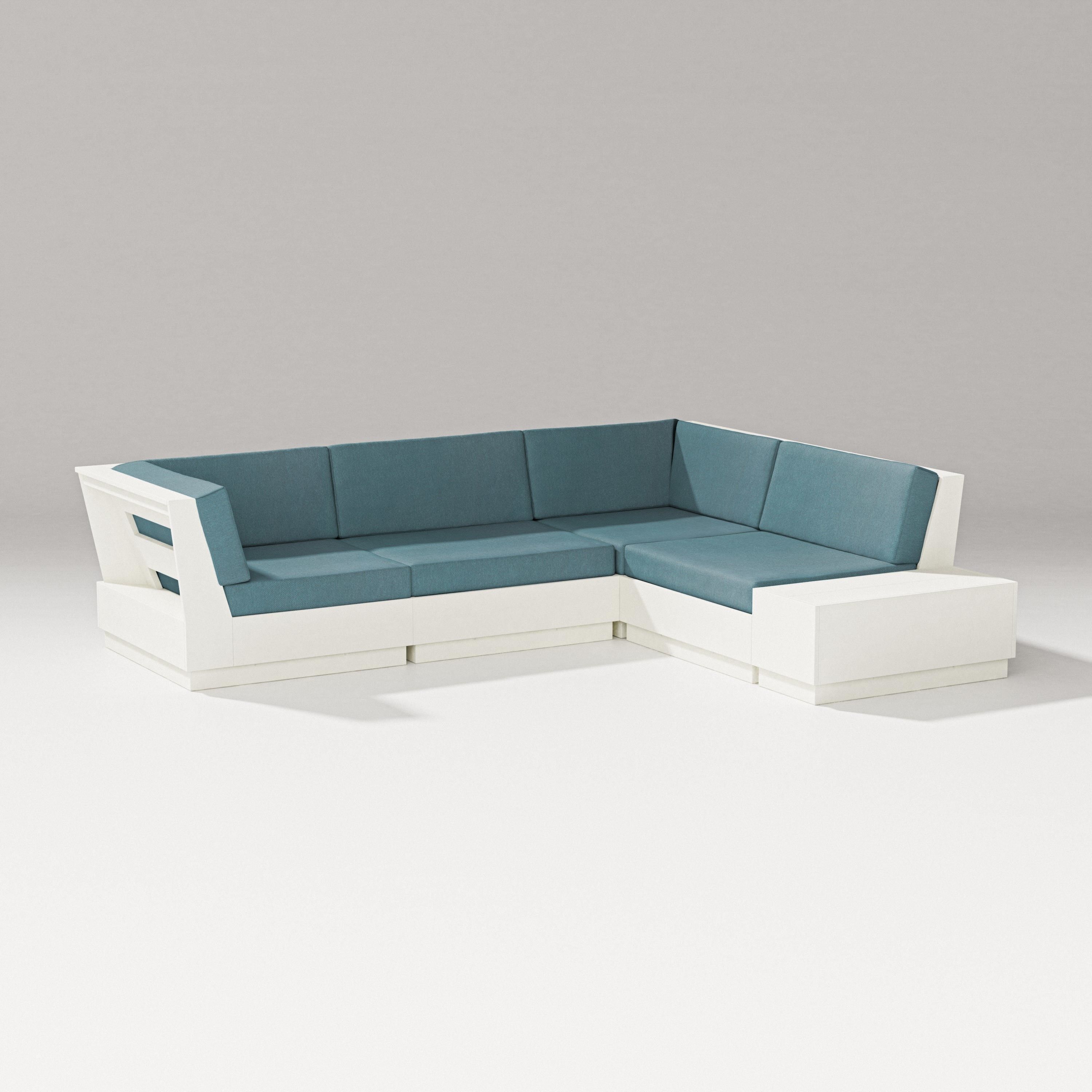 PW Designer Series Elevate Corner Sectional in Vintage White / Ocean Teal