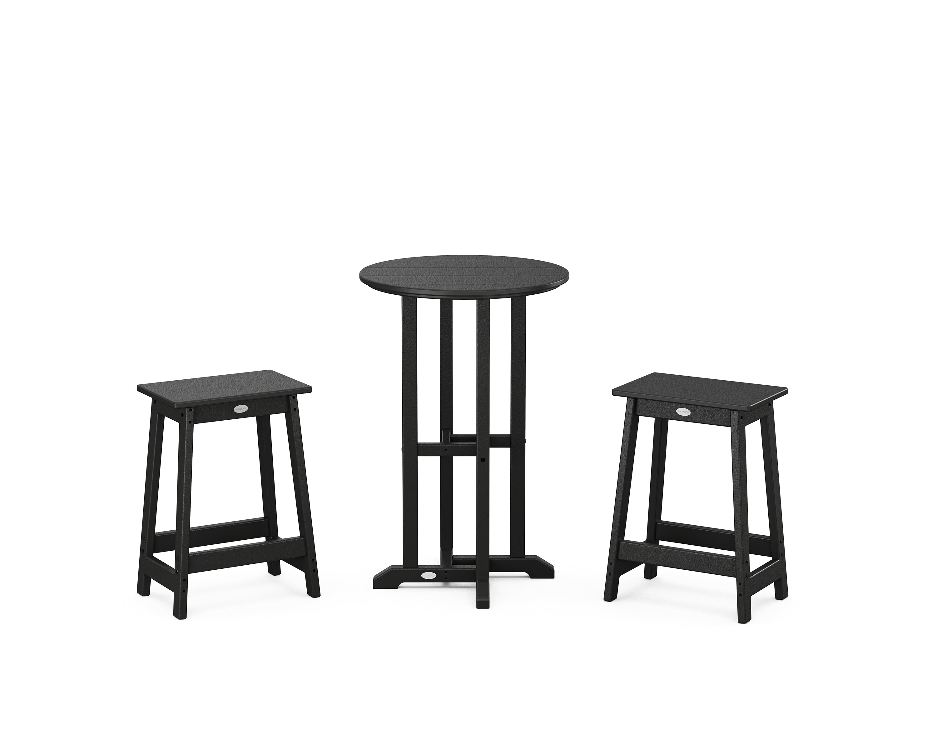 POLYWOOD Modern Studio Counter Stool 3-Piece Bistro Set in Black