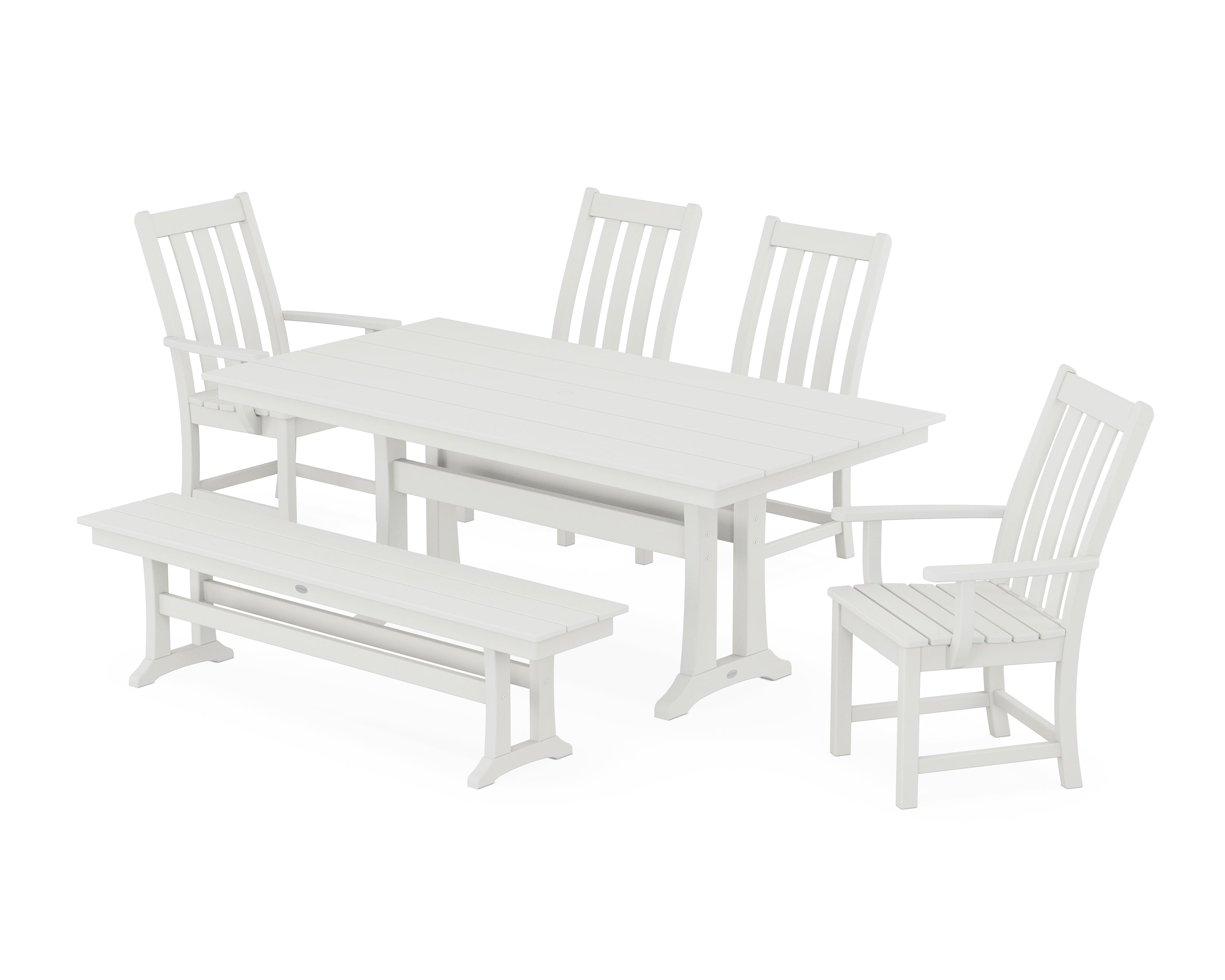 POLYWOOD® Vineyard 6-Piece Farmhouse Dining Set With Trestle Legs in Vintage White