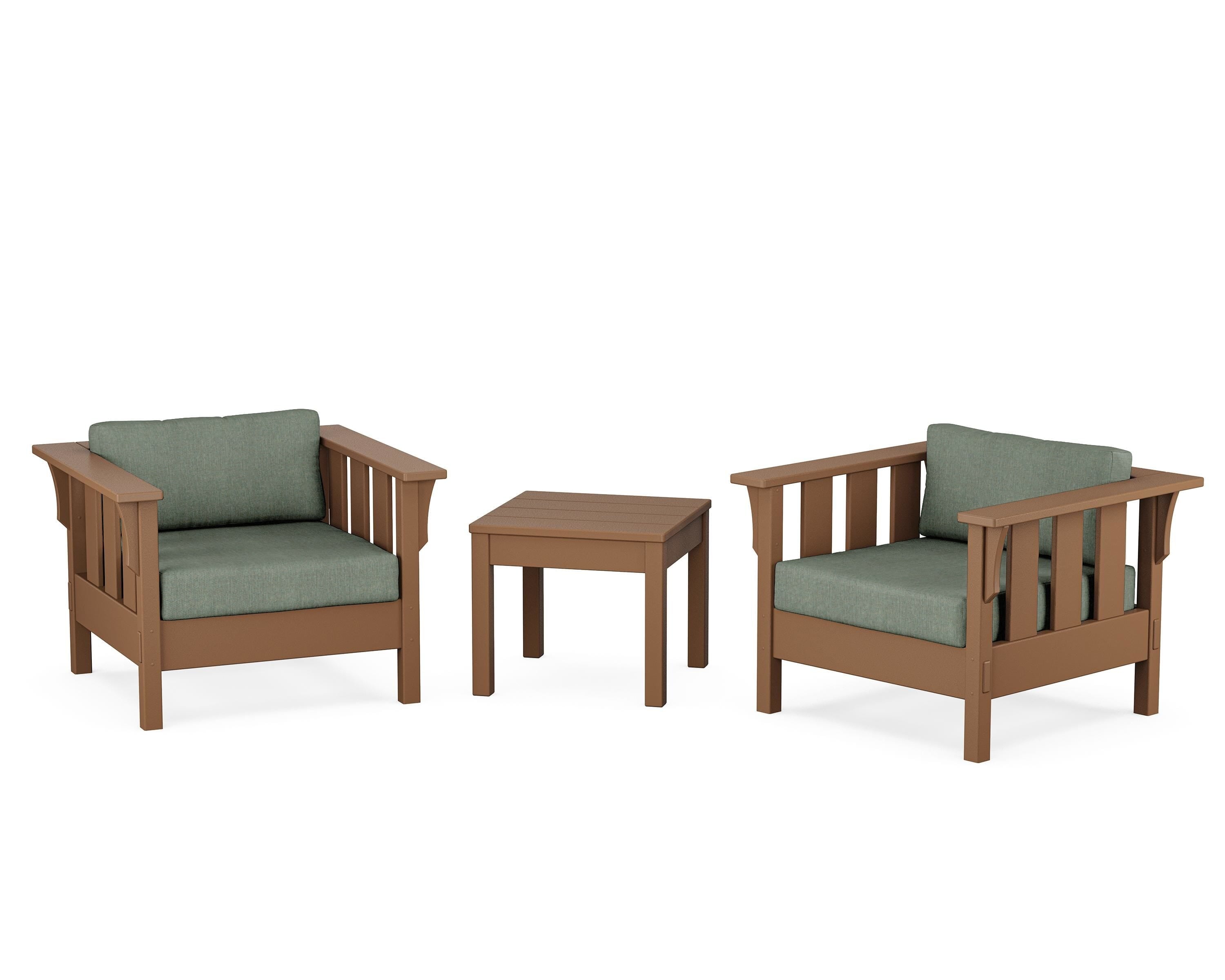 Martha Stewart by POLYWOOD Acadia 3-Piece Deep Seating Set in Teak / Cast Sage