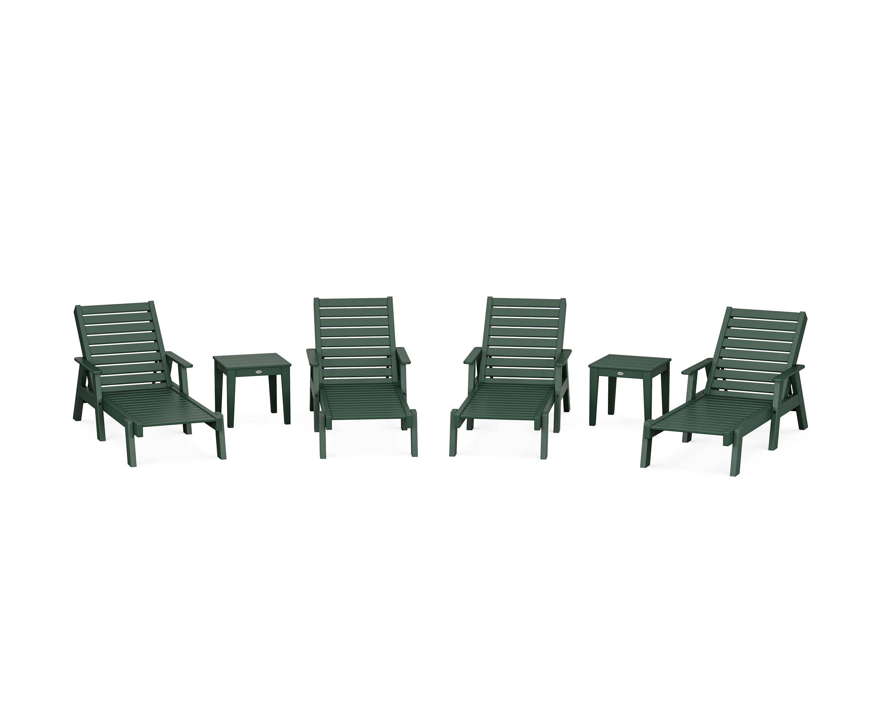 POLYWOOD Captain Chaise 6-Piece Set with Arms in Green