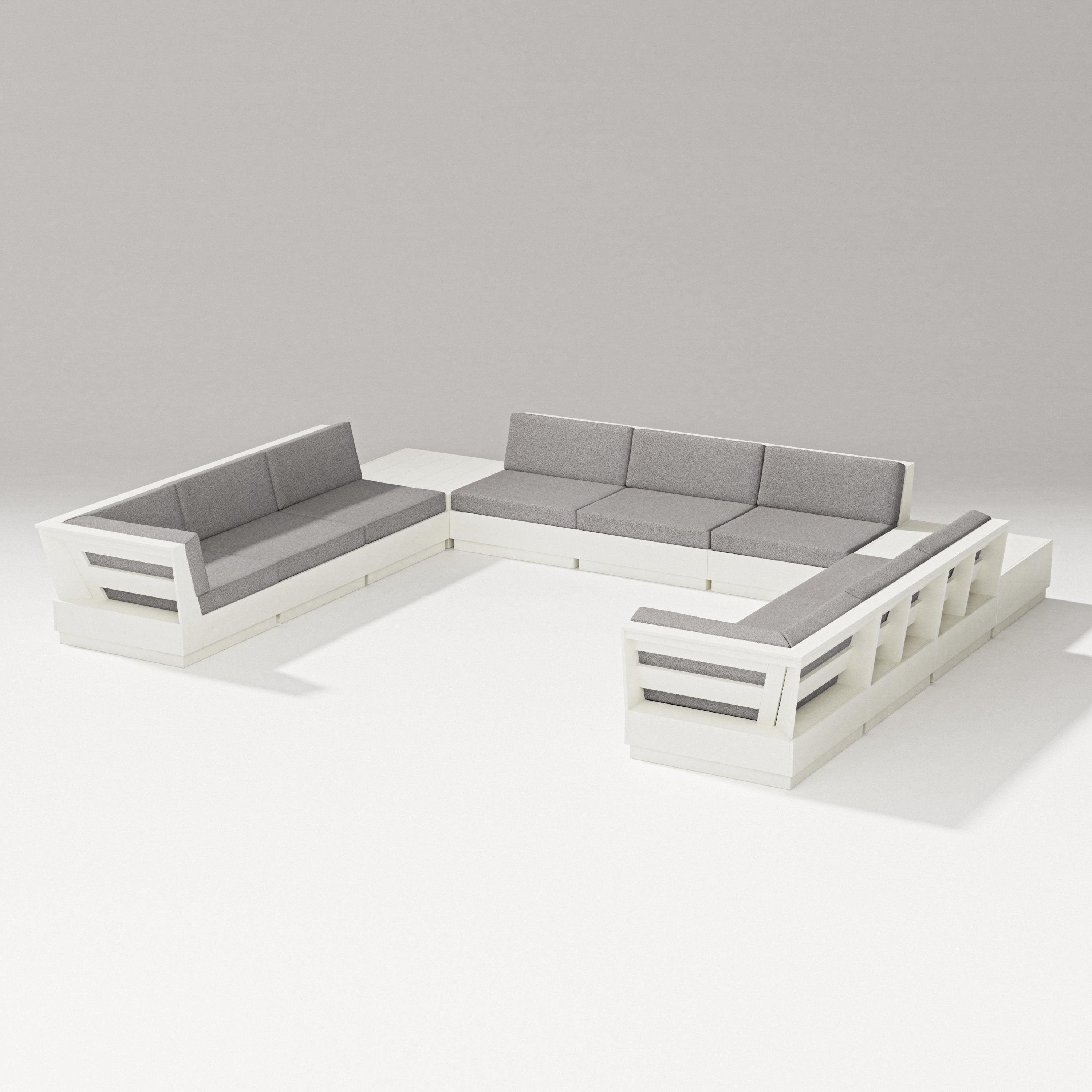 PW Designer Series Elevate 11-Piece U-Shaped Sofa Sectional in Vintage White / Grey Mist