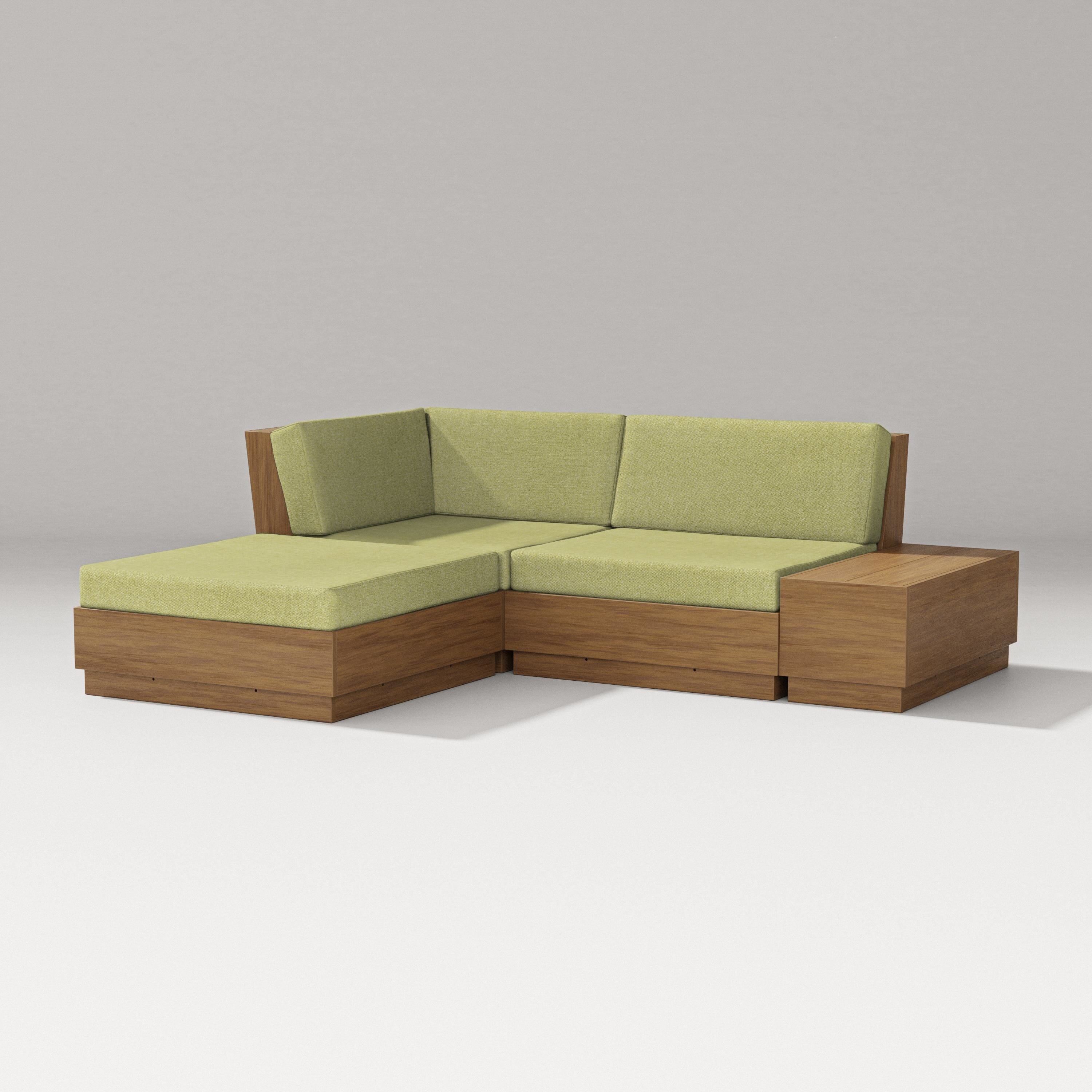 PW Designer Series Elevate Loveseat Sectional with Chaise in Natural / Chartreuse Boucle