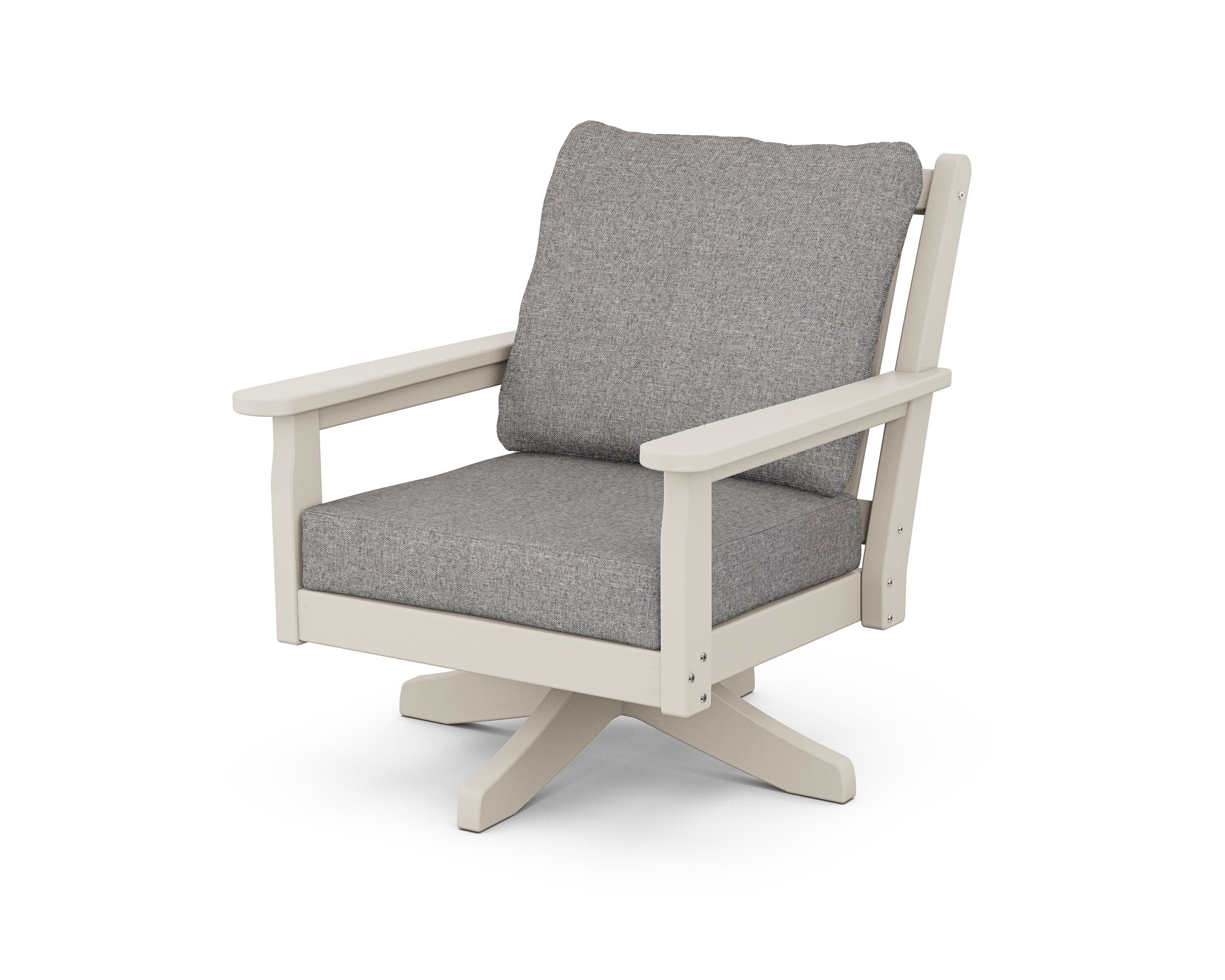 POLYWOOD Chippendale Deep Seating Swivel Chair in Sand / Grey Mist