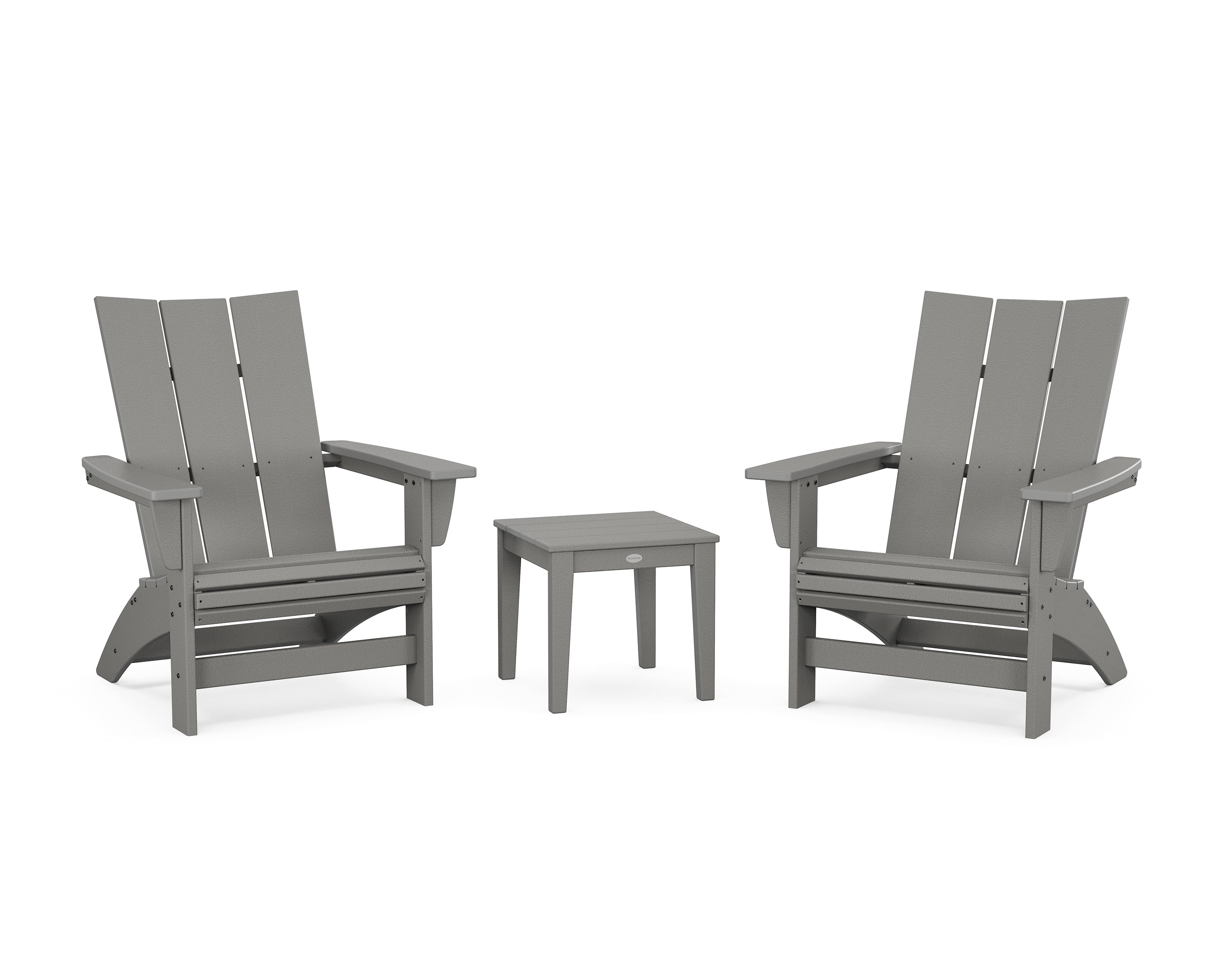 POLYWOOD 3-Piece Modern Grand Adirondack Set in Slate Grey