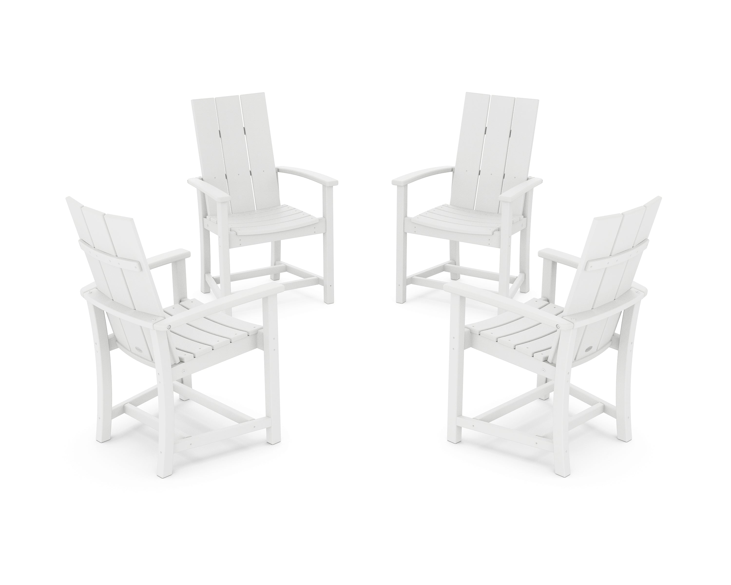 POLYWOOD® Modern 4-Piece Upright Adirondack Conversation Set in White