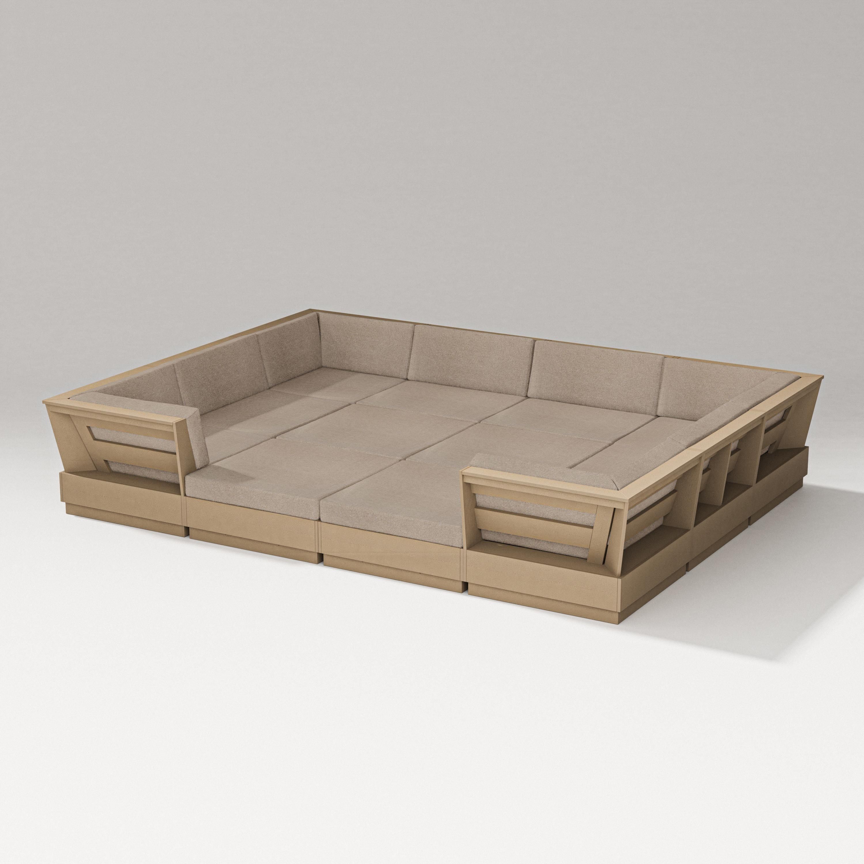 PW Designer Series Elevate 12-Piece Pit Sectional in Vintage Sahara / Spiced Burlap