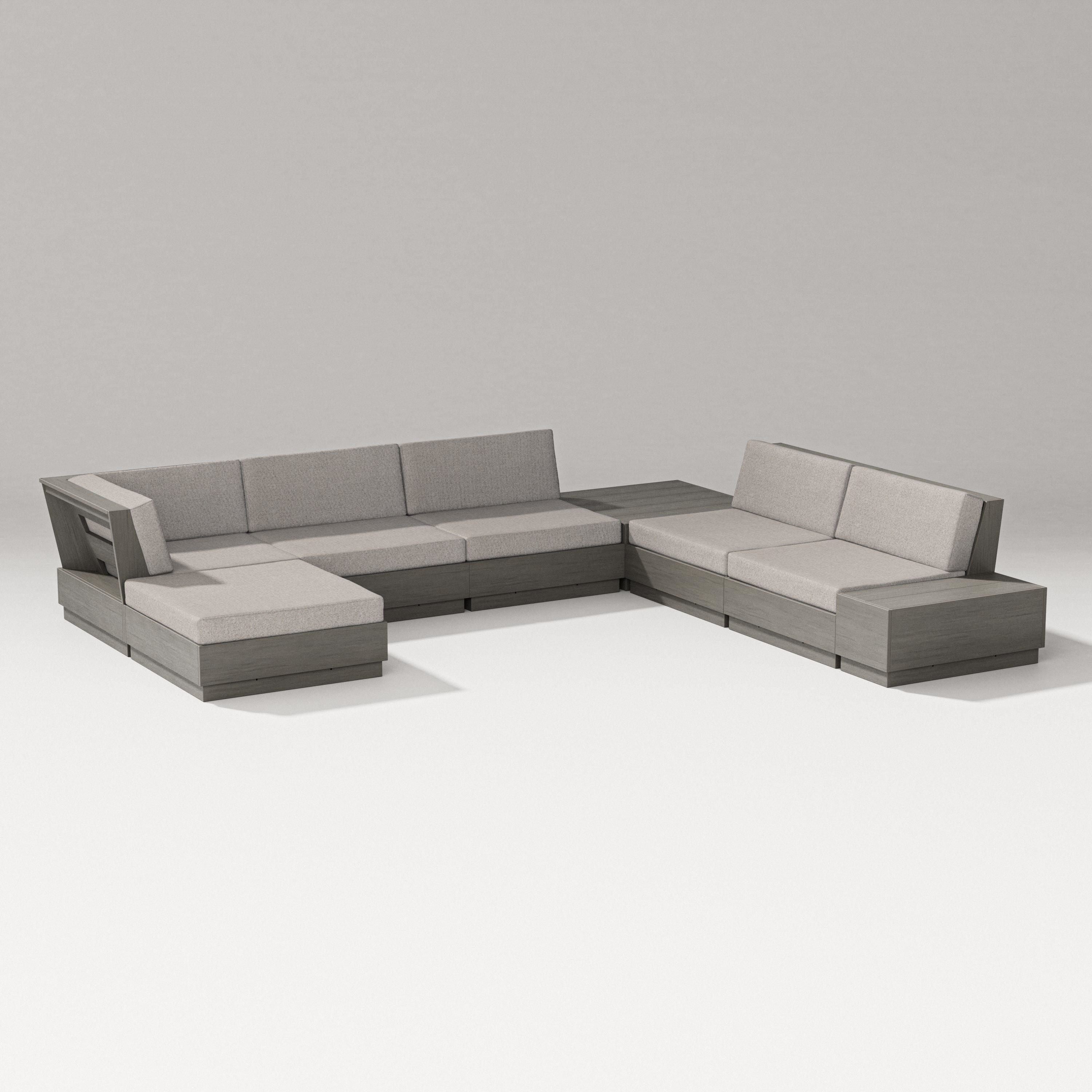 PW Designer Series Elevate 8-Piece Corner Sectional in Driftwood / Weathered Tweed