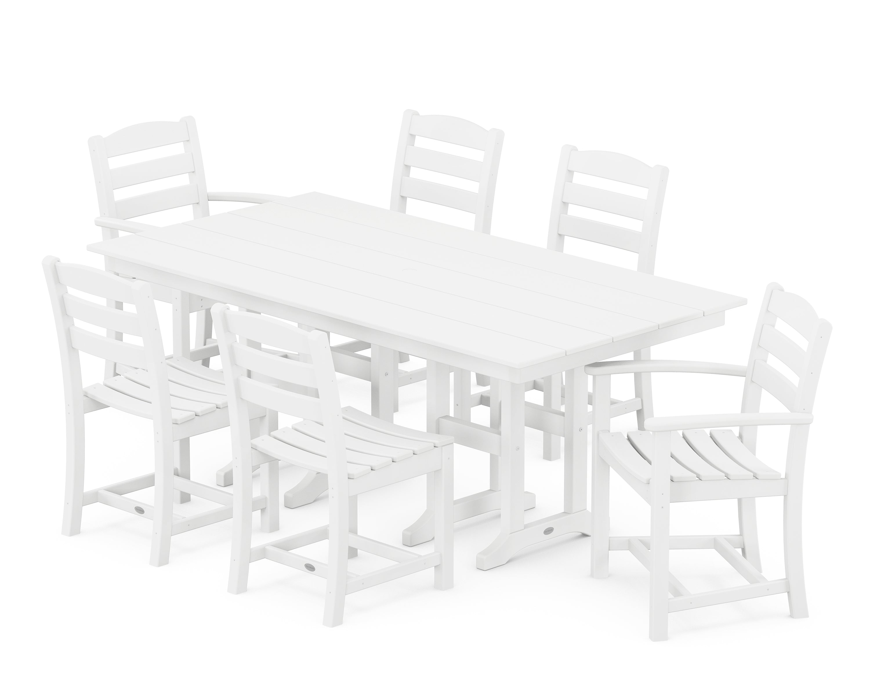 POLYWOOD La Casa Café 7-Piece Farmhouse Dining Set in White