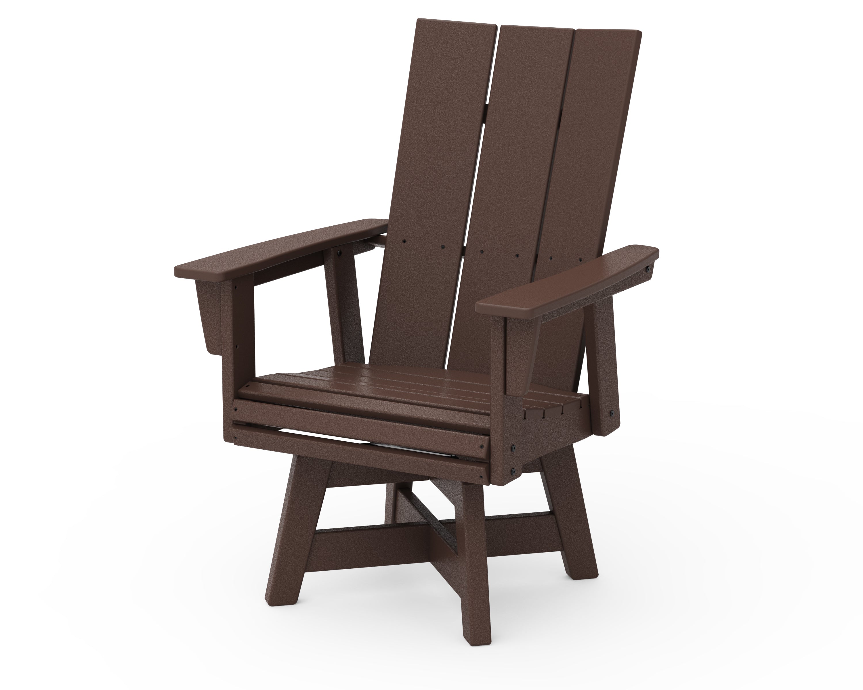 POLYWOOD Modern Curveback Adirondack Swivel Dining Chair in Mahogany