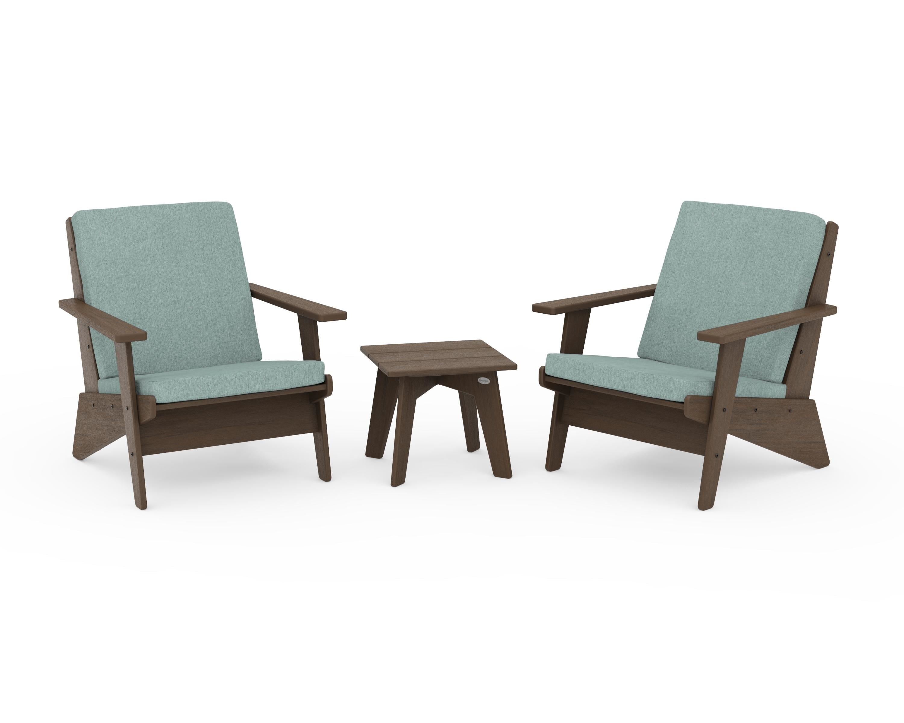 POLYWOOD Riviera Modern Lounge 3-Piece Set in Kona / Glacier Spa