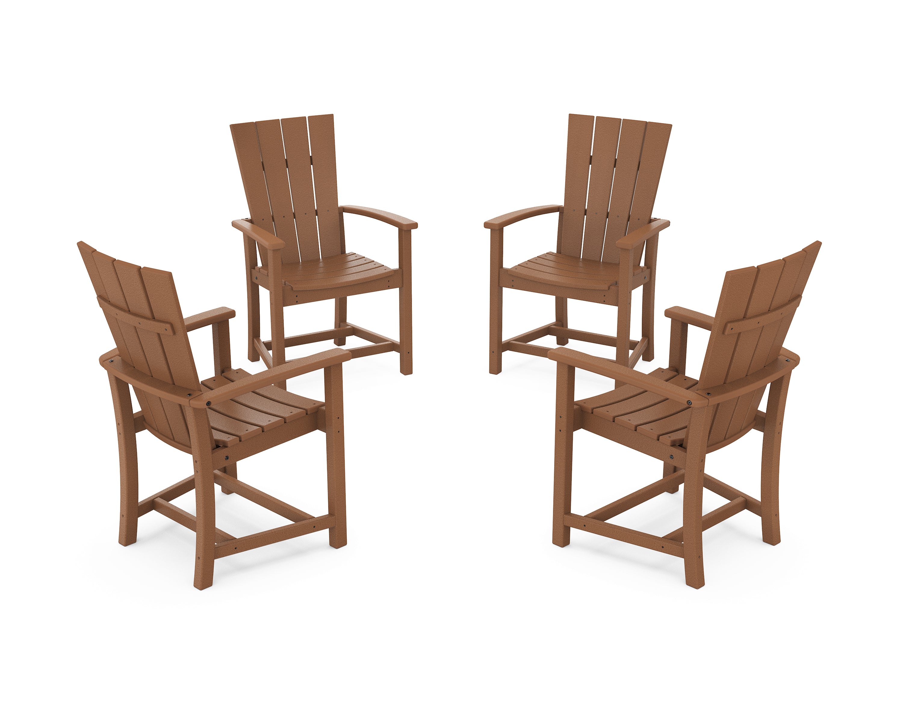 POLYWOOD Quattro 4-Piece Upright Adirondack Conversation Set in Teak
