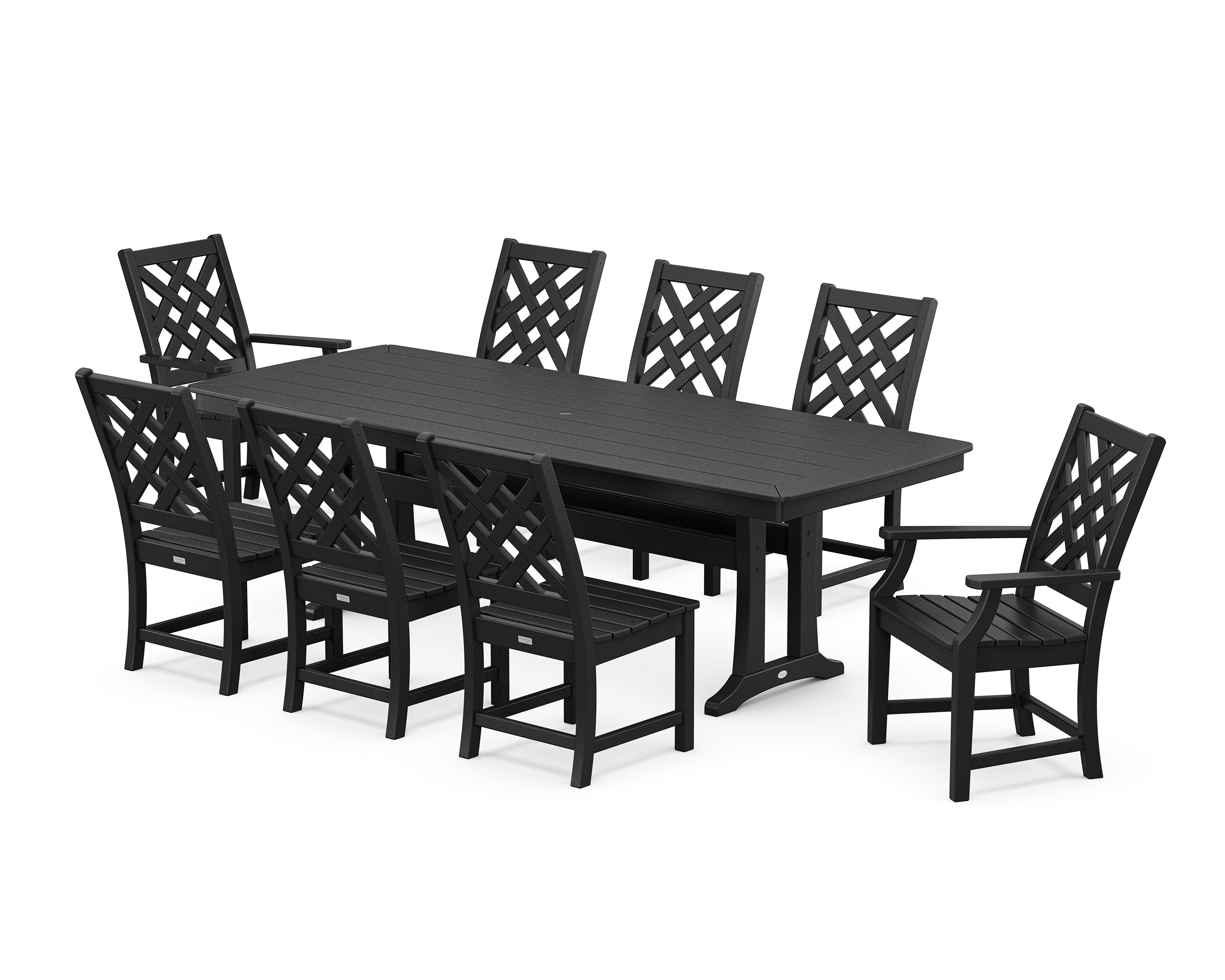 Country Living Wovendale 9-Piece Dining Set with Trestle Legs in Black