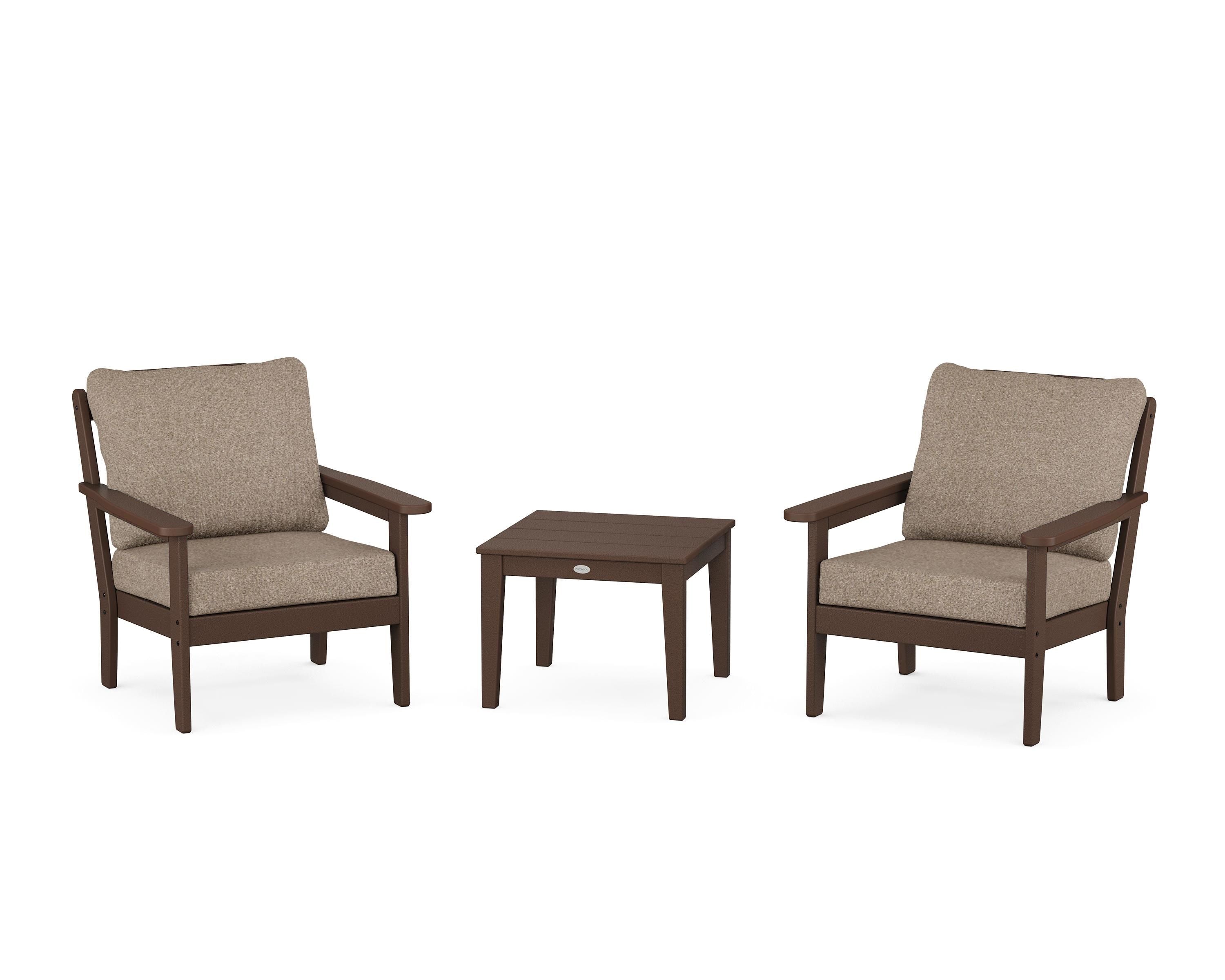 Country Living Cottage 3-Piece Deep Seating Set in Mahogany / Spiced Burlap