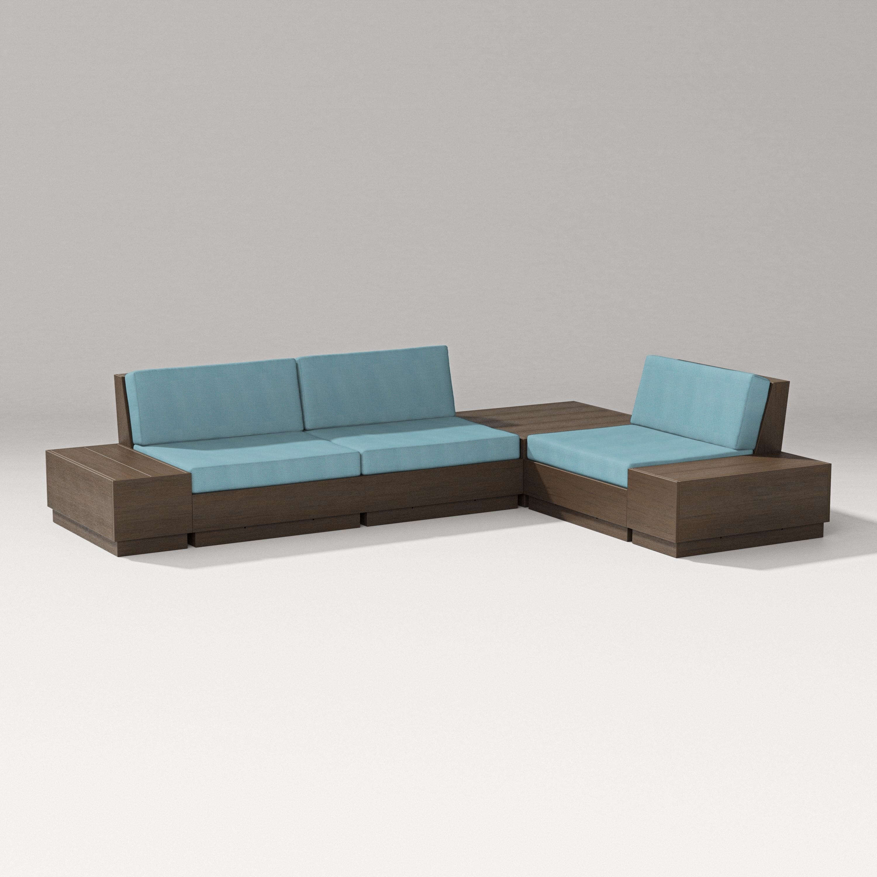 PW Designer Series Elevate 6-Piece Corner Sectional in Kona / Lattice Sky Blue