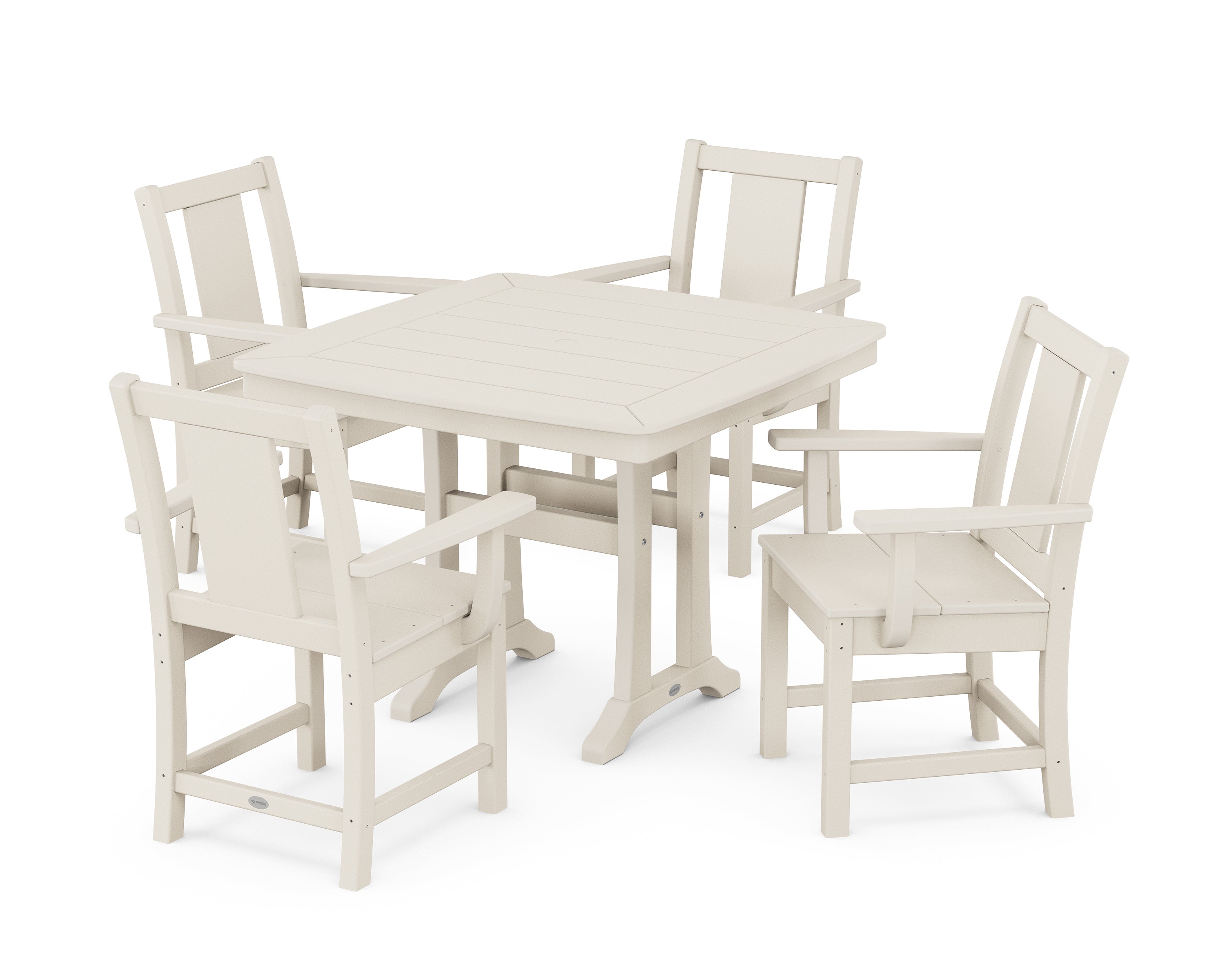 POLYWOOD Prairie 5-Piece Dining Set with Trestle Legs in Sand