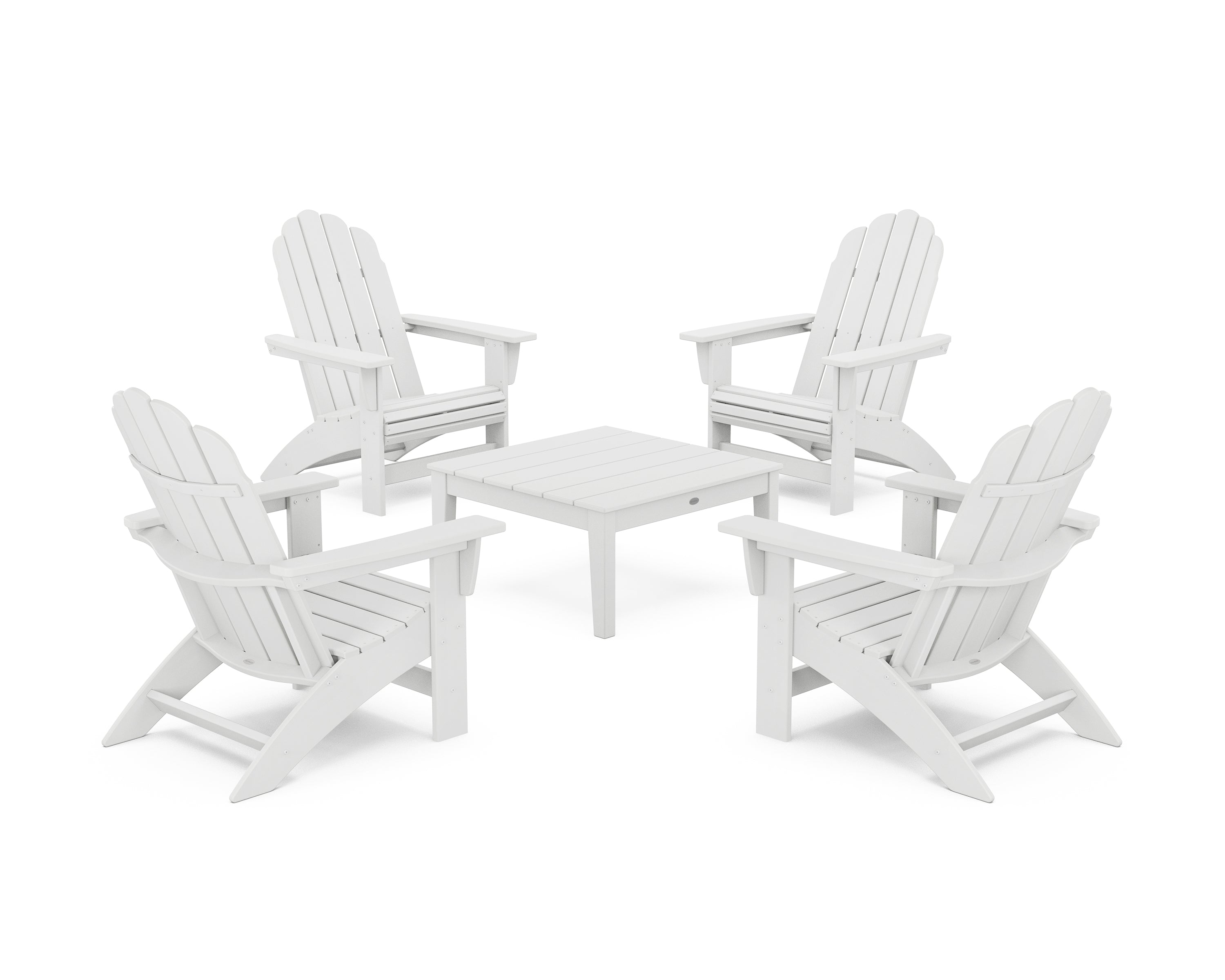 POLYWOOD® 5-Piece Vineyard Grand Adirondack Chair Conversation Group in White