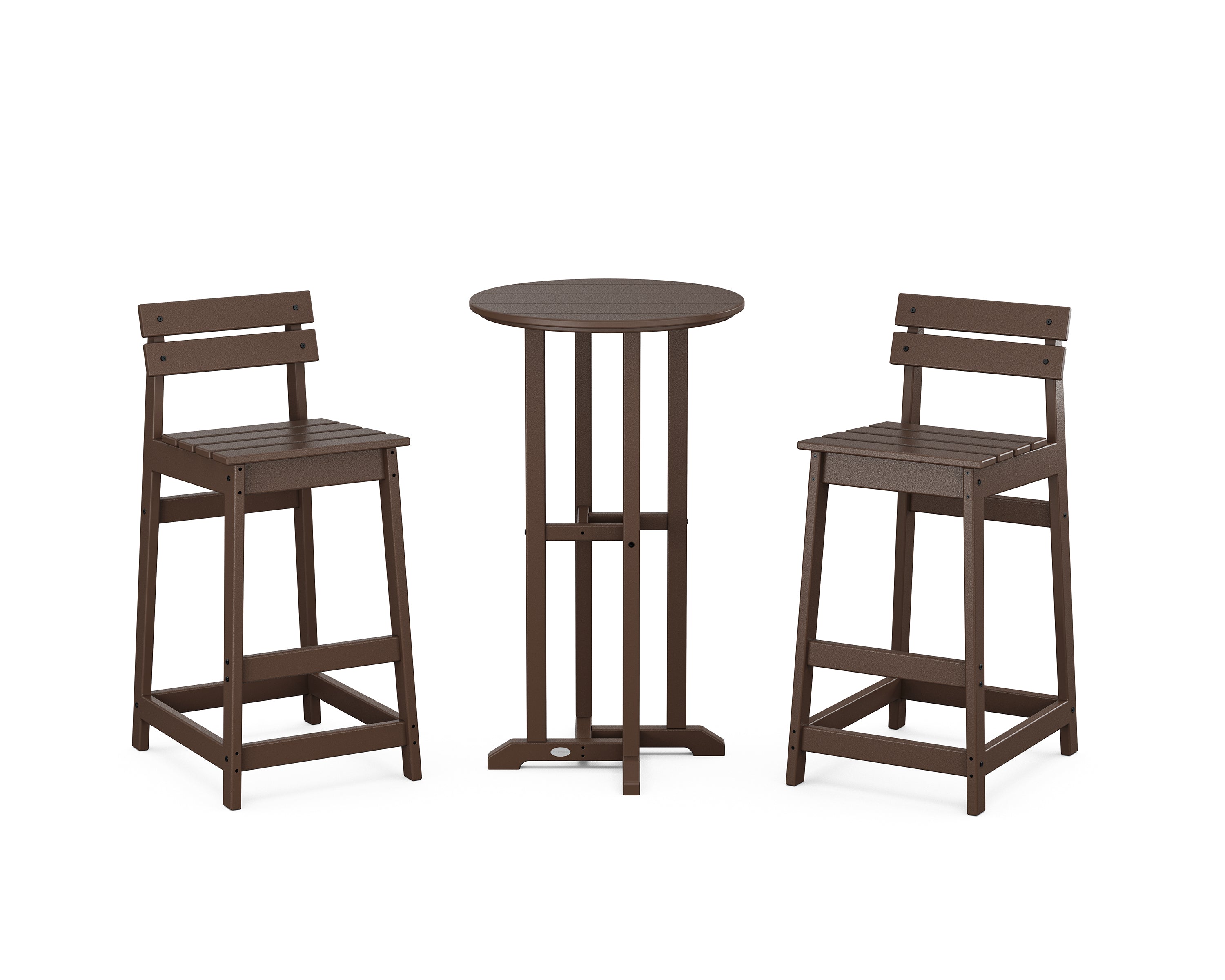POLYWOOD Modern Studio Plaza Lowback Bar Chair 3-Piece Bistro Set in Mahogany
