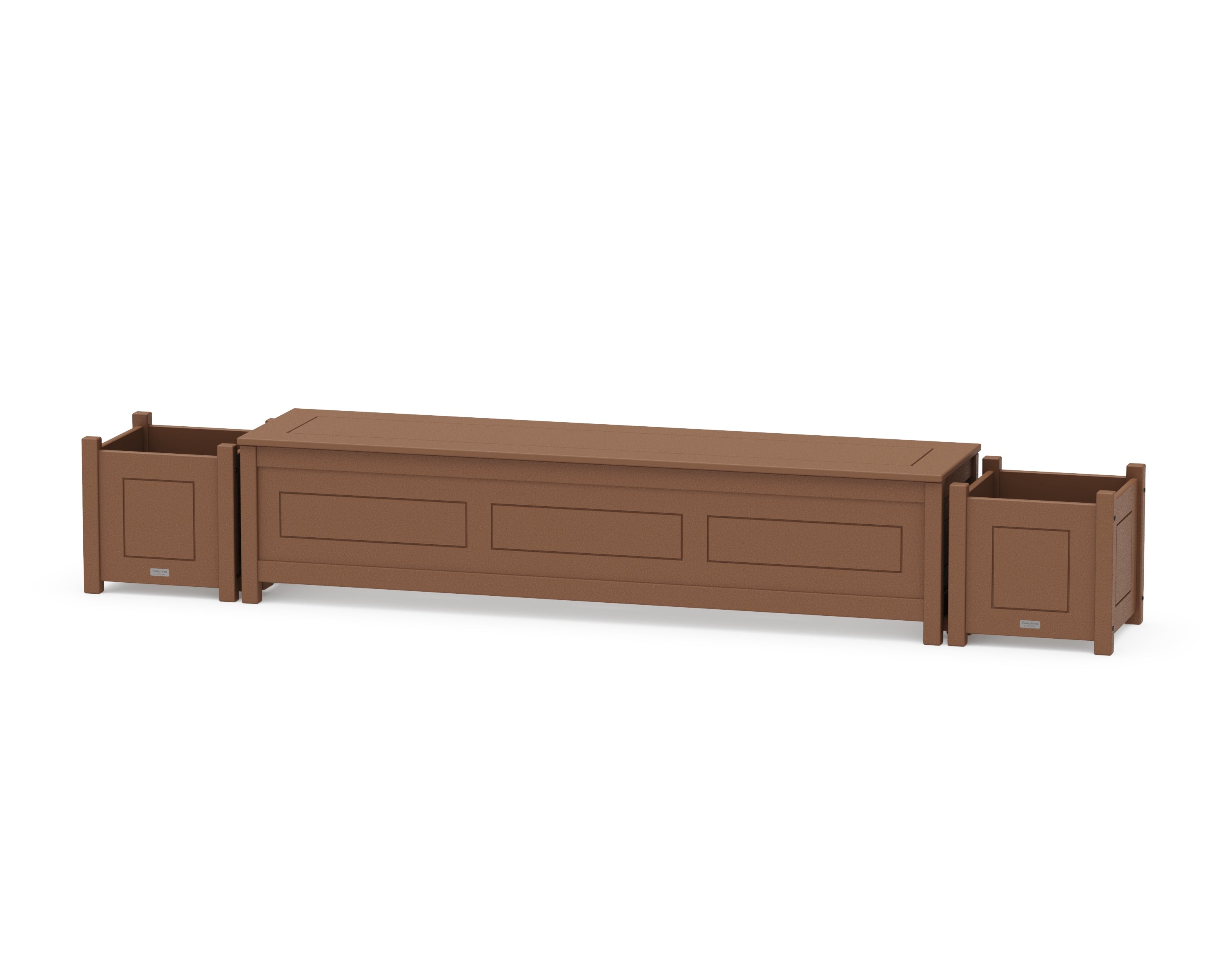 Country Living 72" Country Living Straight Planter Storage Bench Set in Teak
