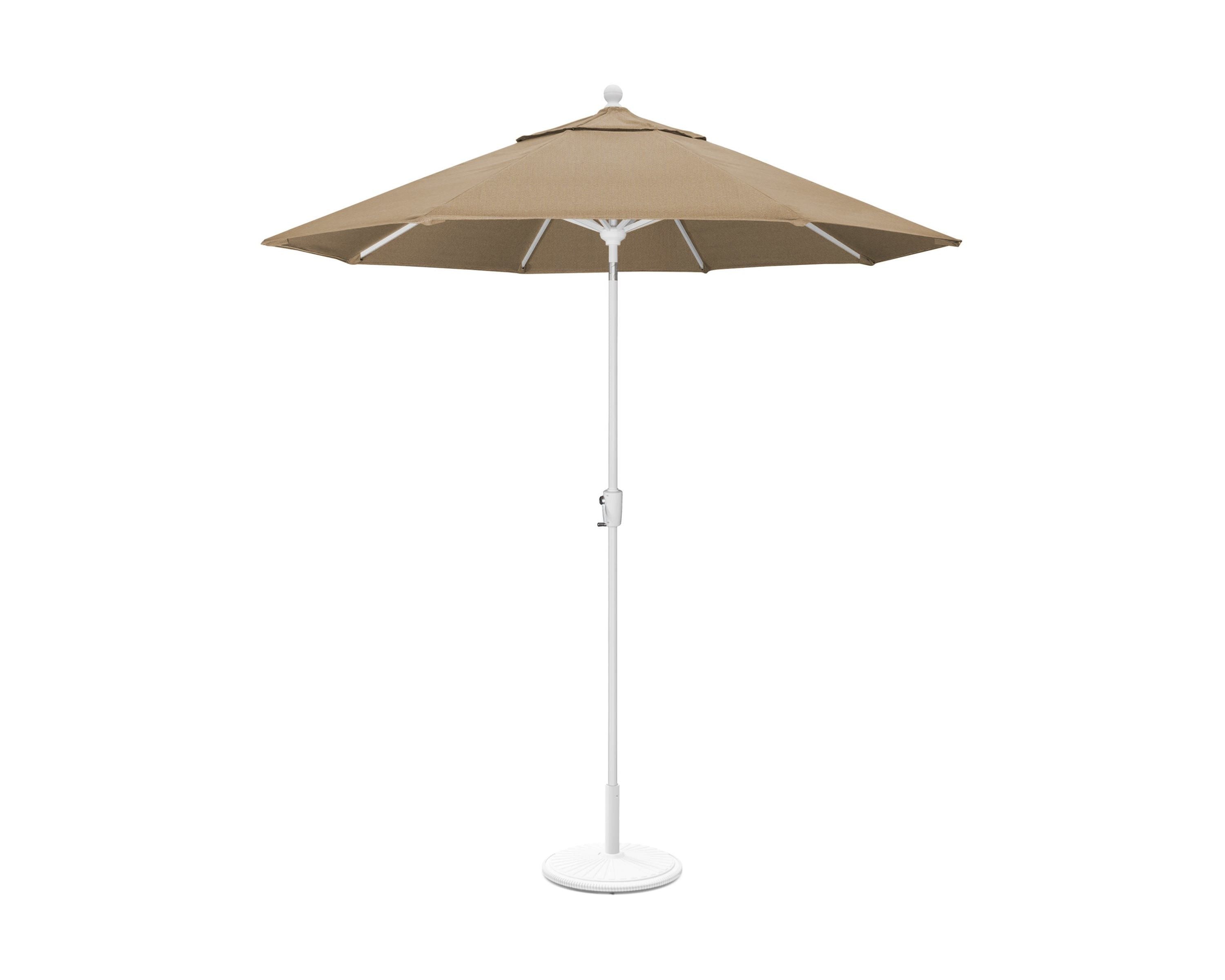POLYWOOD 9' Tilt Market Umbrella & Base - Bar Height in White / Sesame