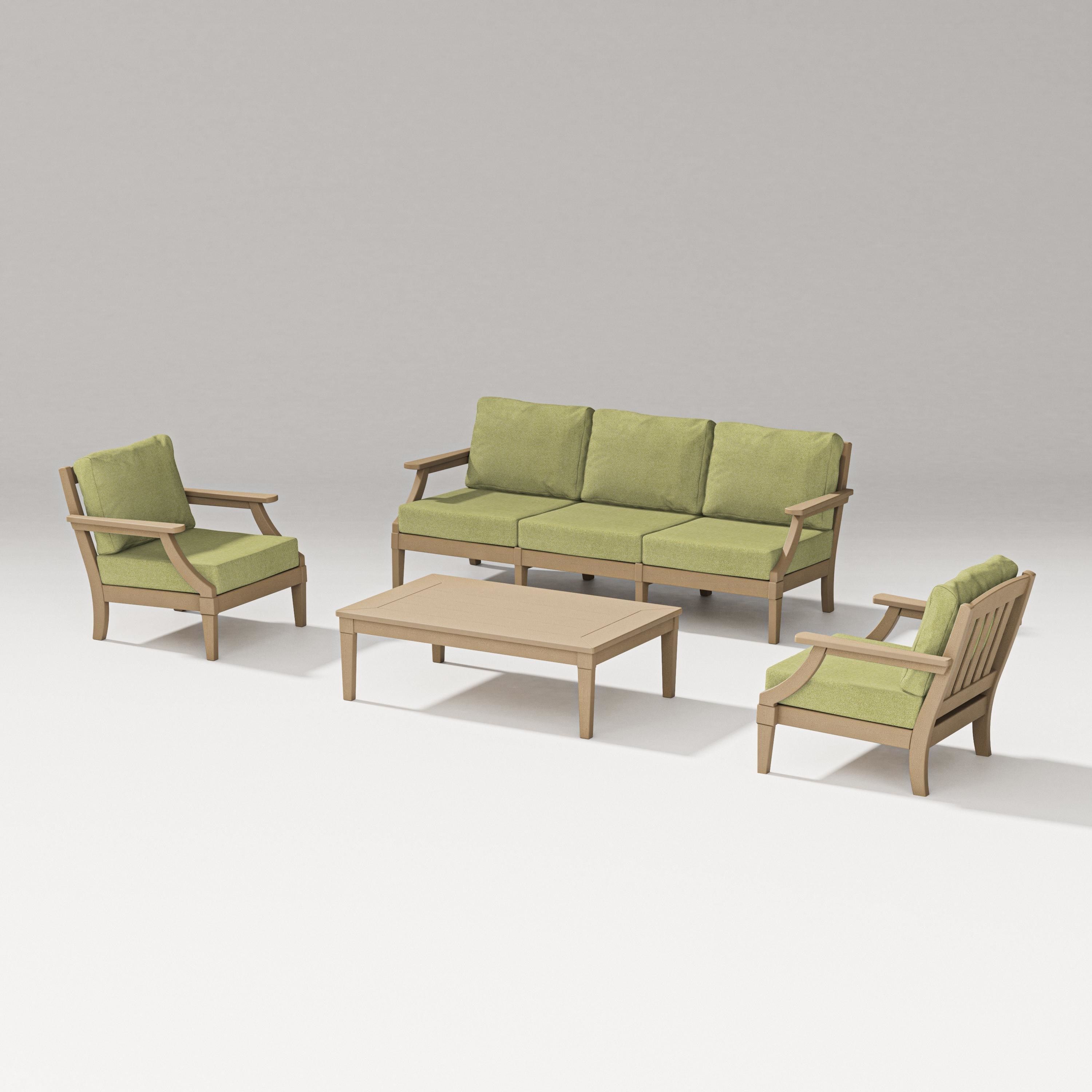 PW Designer Series Estate 4-Piece Lounge Sofa Set in Vintage Sahara / Chartreuse Boucle