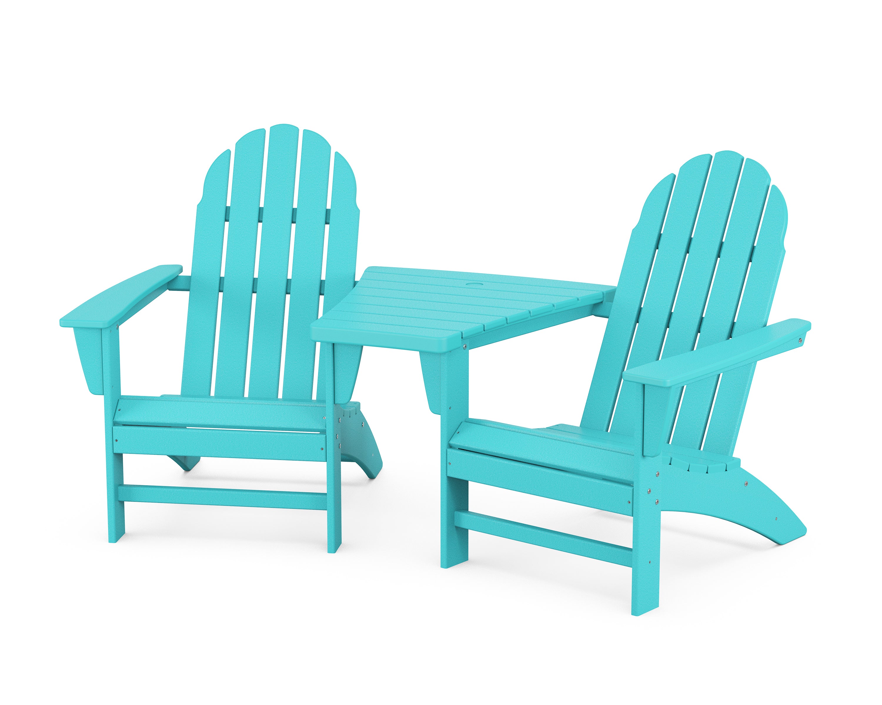 POLYWOOD® Vineyard 3-Piece Adirondack Set with Angled Connecting Table in Aruba