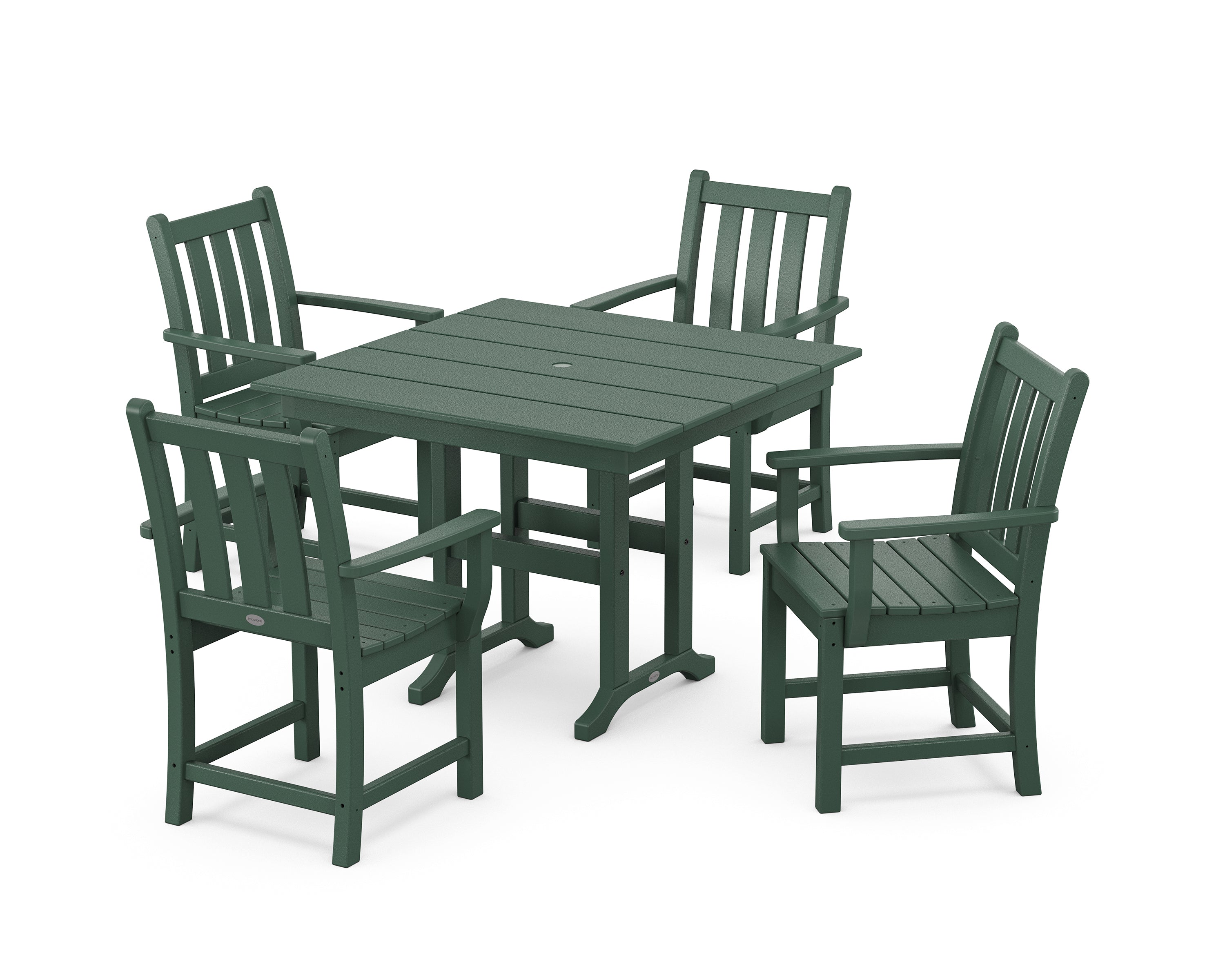 POLYWOOD Traditional Garden 5-Piece Farmhouse Dining Set in Green