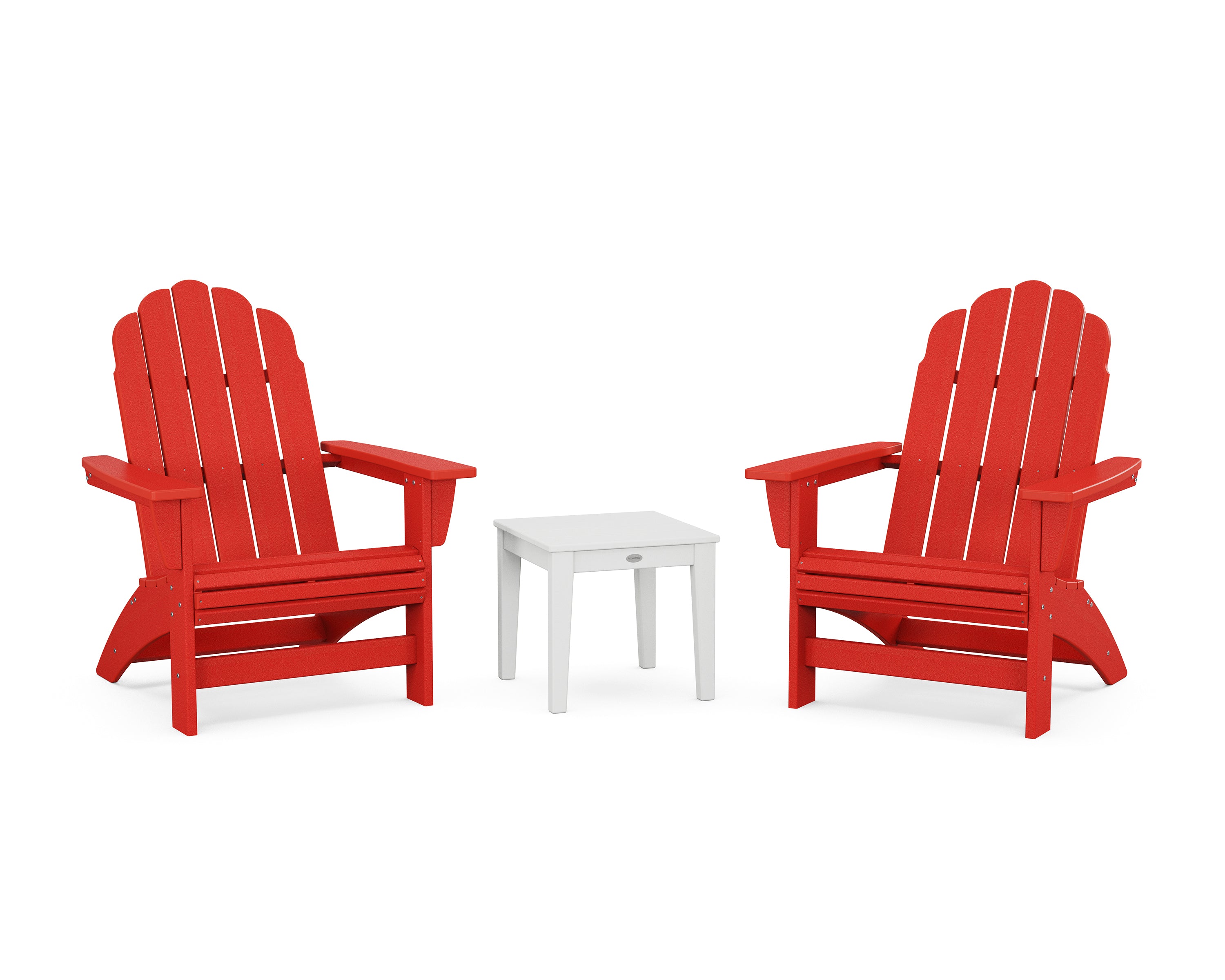 POLYWOOD 3-Piece Vineyard Grand Adirondack Set in Sunset Red / White