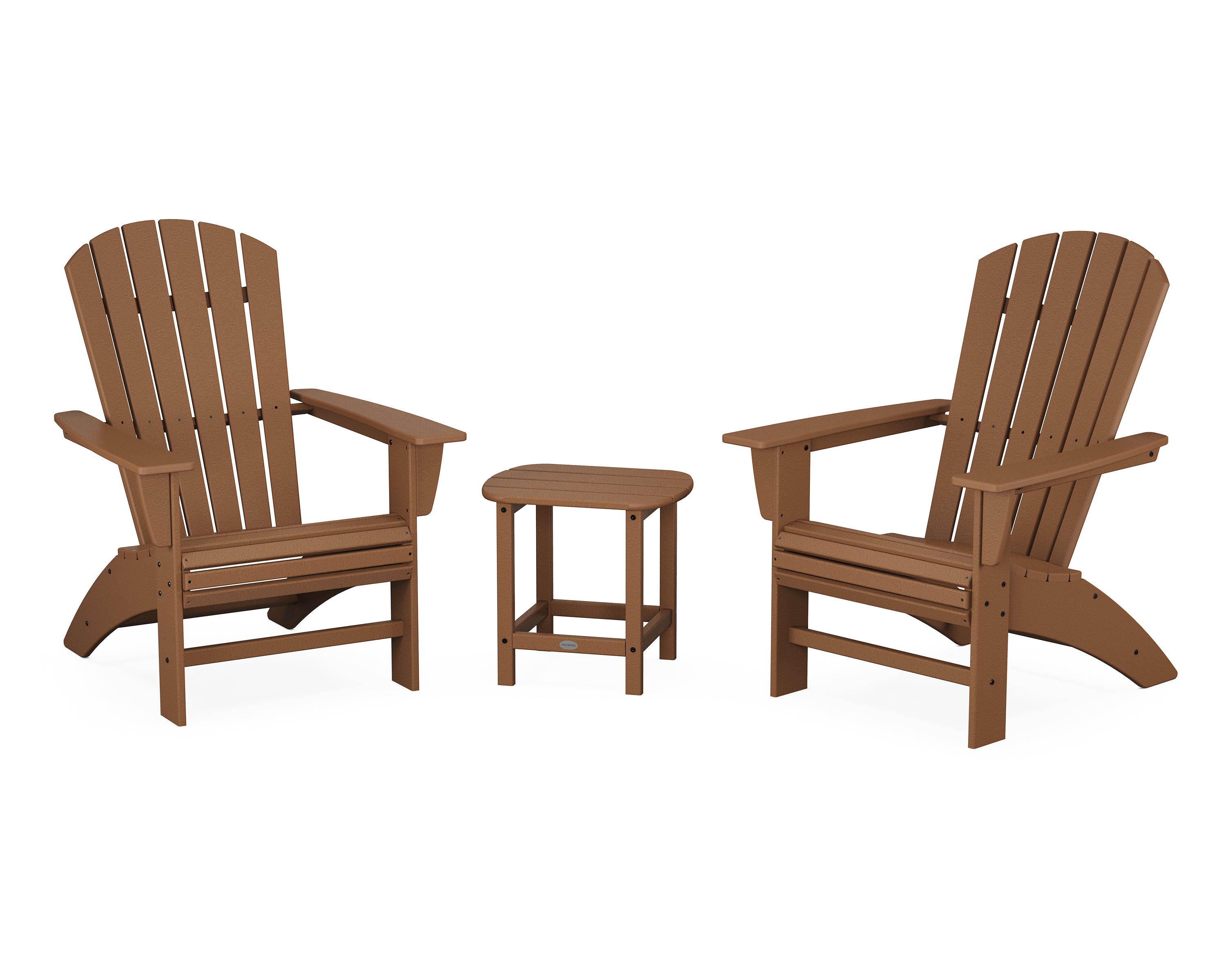 POLYWOOD Nautical 3-Piece Curveback Adirondack Set in Teak