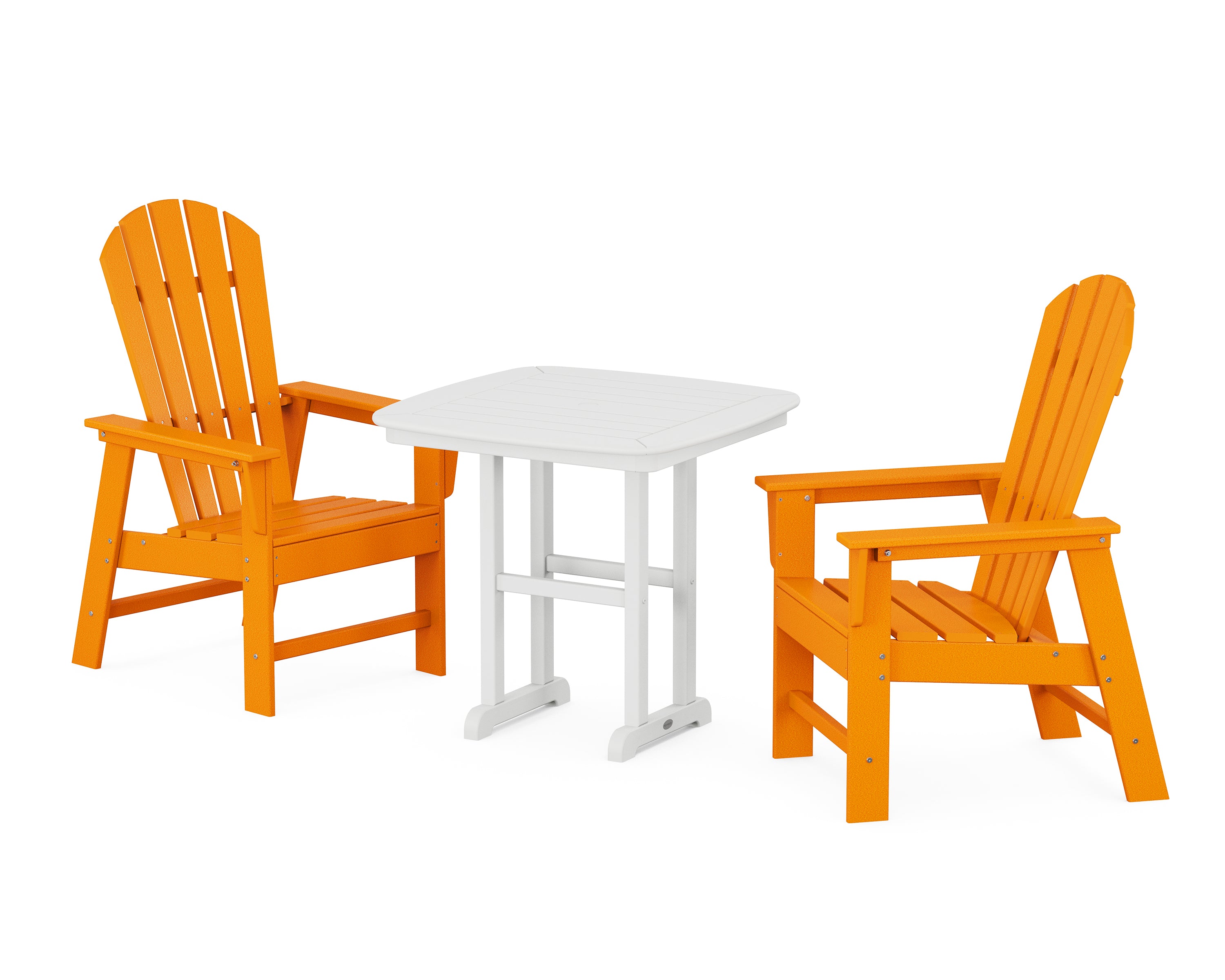 POLYWOOD South Beach 3-Piece Dining Set in Tangerine / White