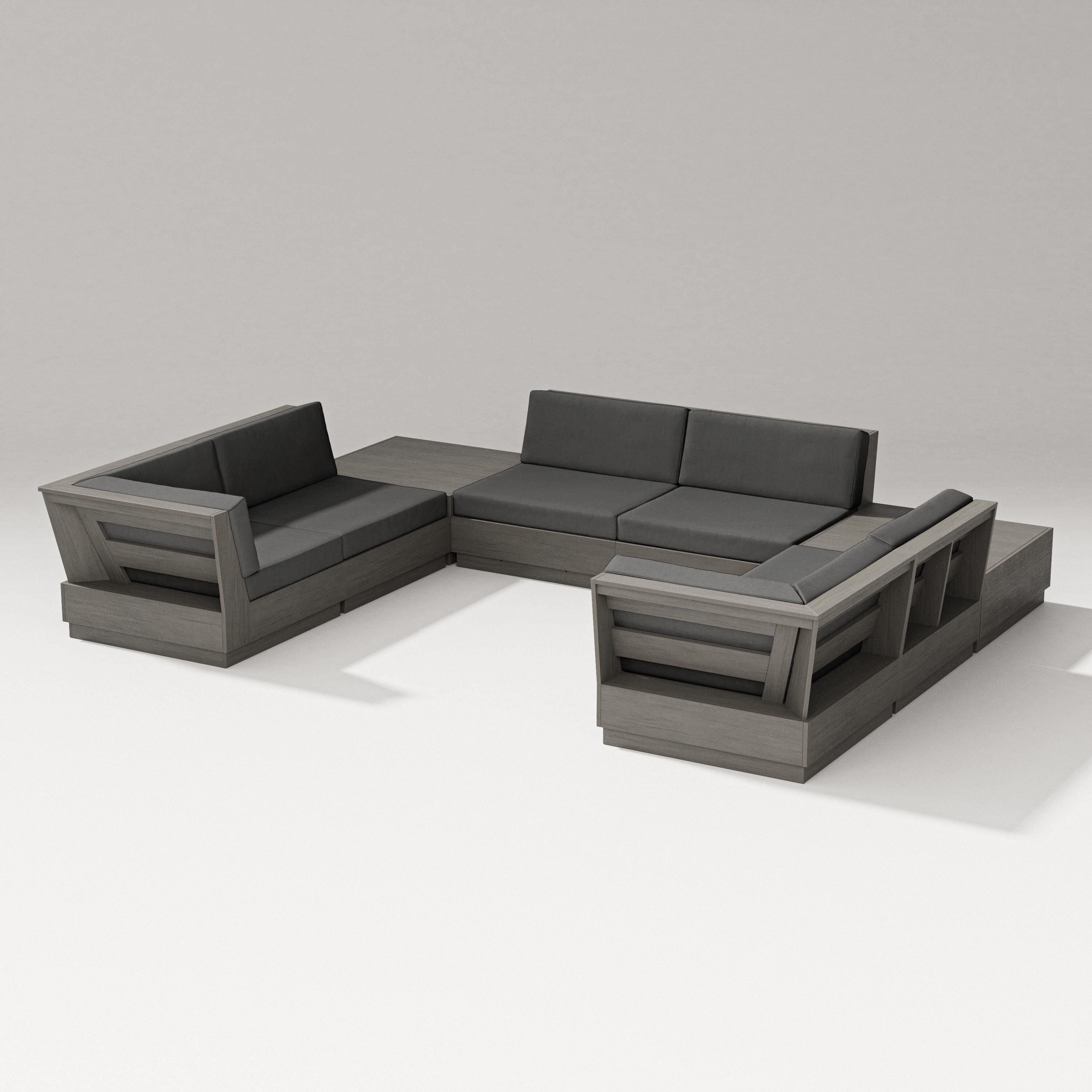 PW Designer Series Elevate 8-Piece U-Shaped Sectional in Driftwood / Spectrum Carbon