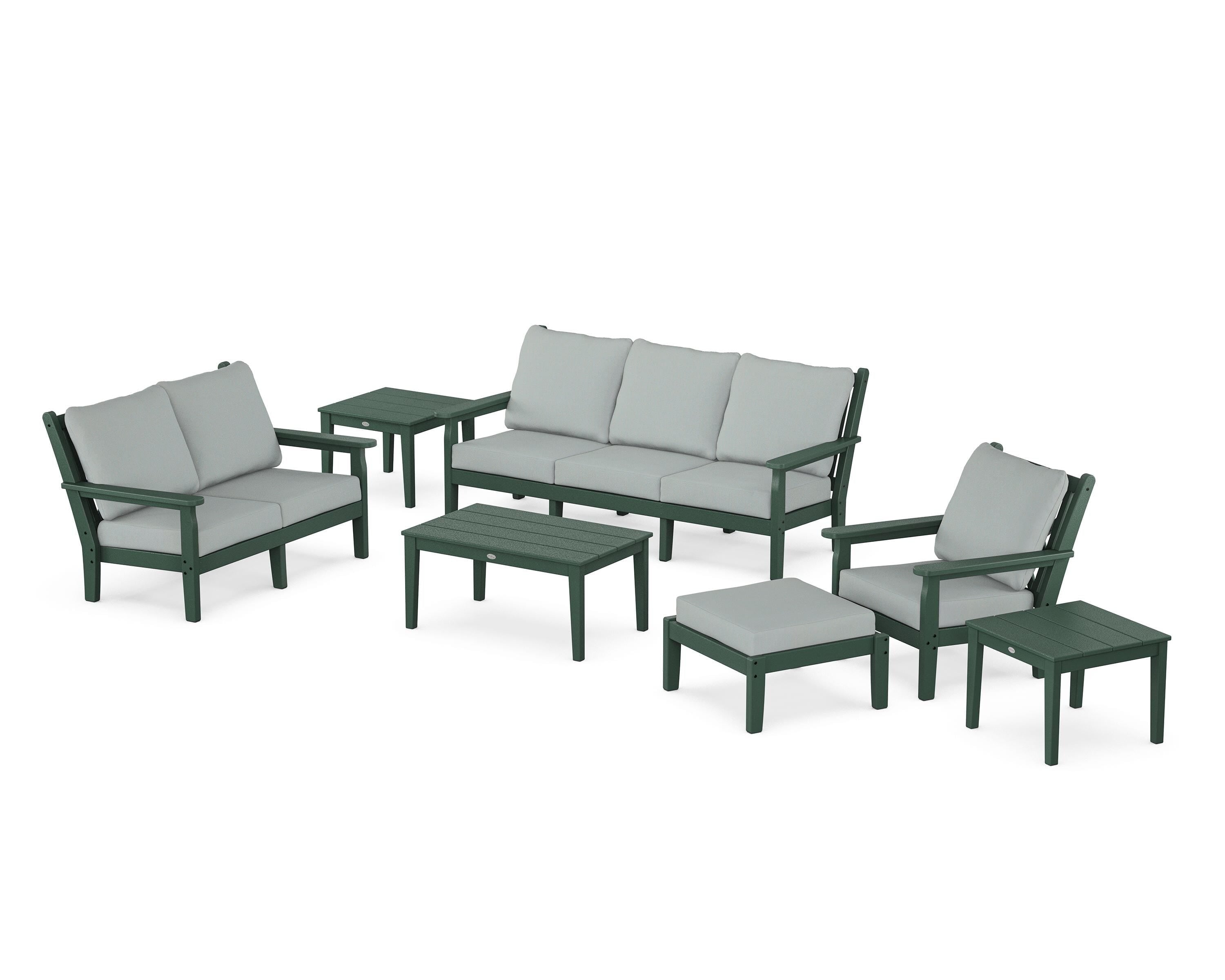 POLYWOOD Chippendale 7-Piece Deep Seating Set in Green / Spa
