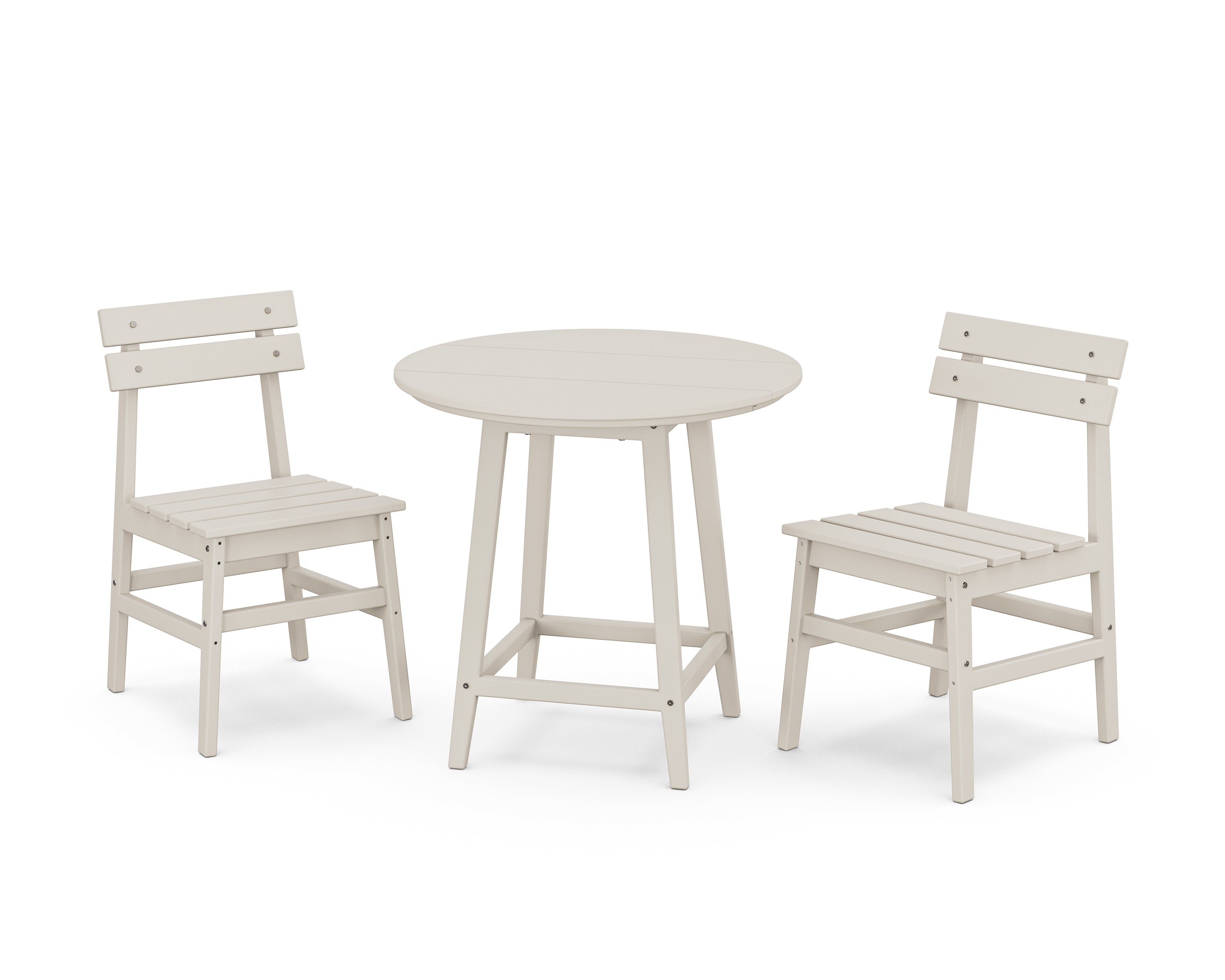 POLYWOOD Modern Studio Plaza Chair 3-Piece Round Bistro Dining Set in Sand