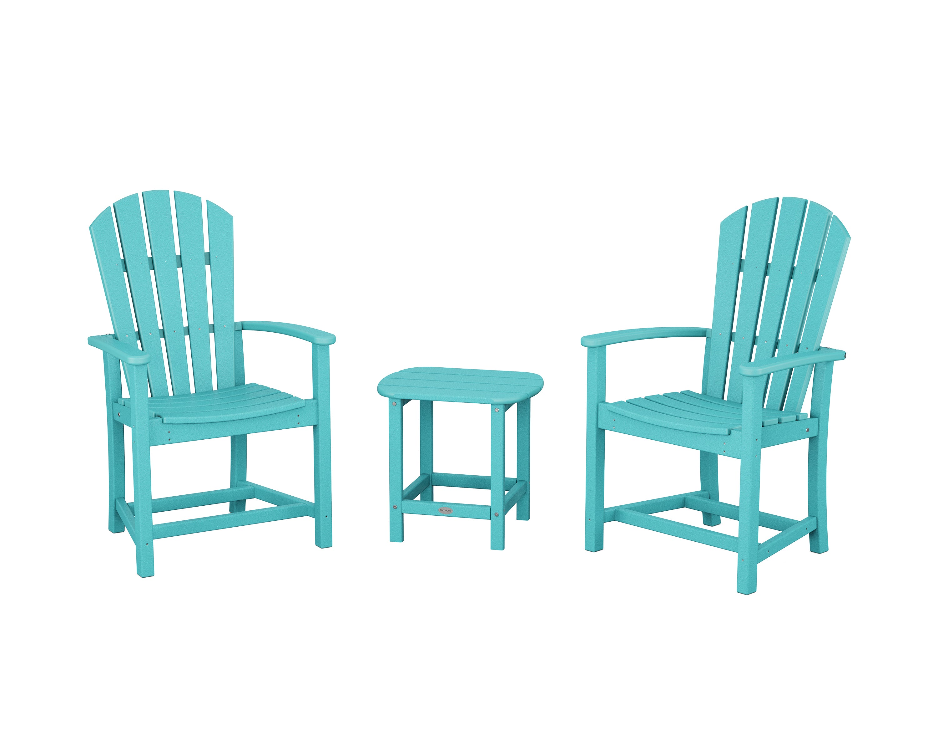 POLYWOOD Palm Coast 3-Piece Upright Adirondack Chair Set in Aruba